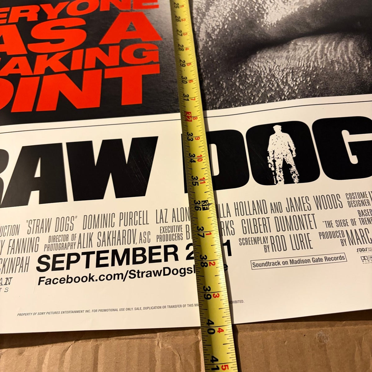 Straw Dogs 2011 One Sheet Movie Poster James Marsden Sony 27x40