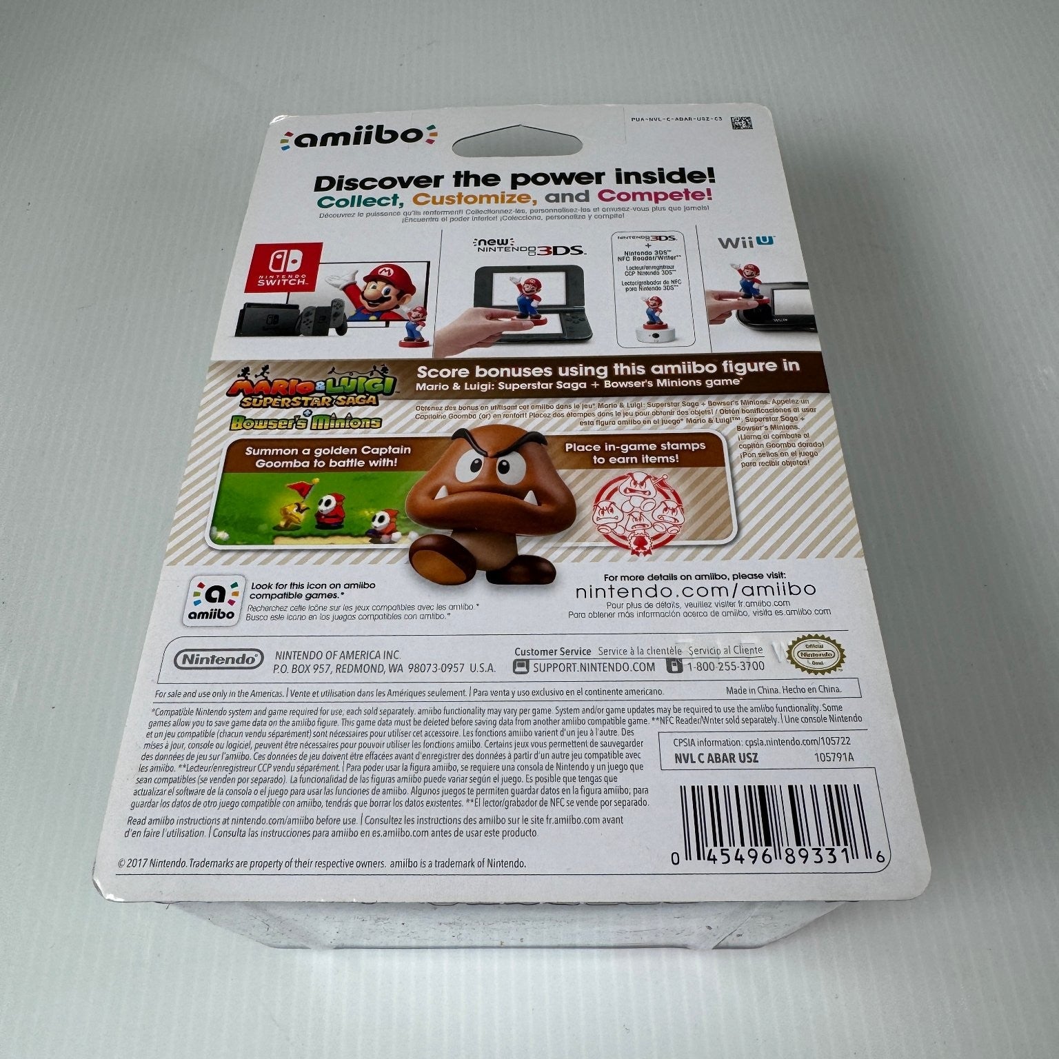 Nintendo Super Mario Series Goomba Amiibo Figure Compatible with Switch Wii U