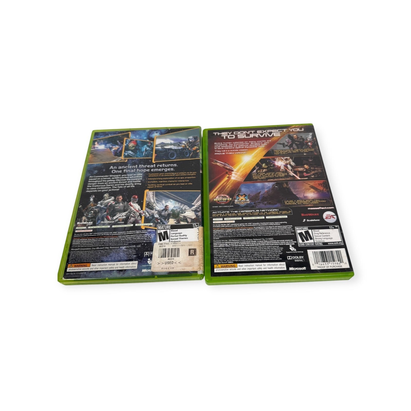 Mass Effect 1 & 2 Bundle (Microsoft Xbox 360) Tested & Working Action RPG