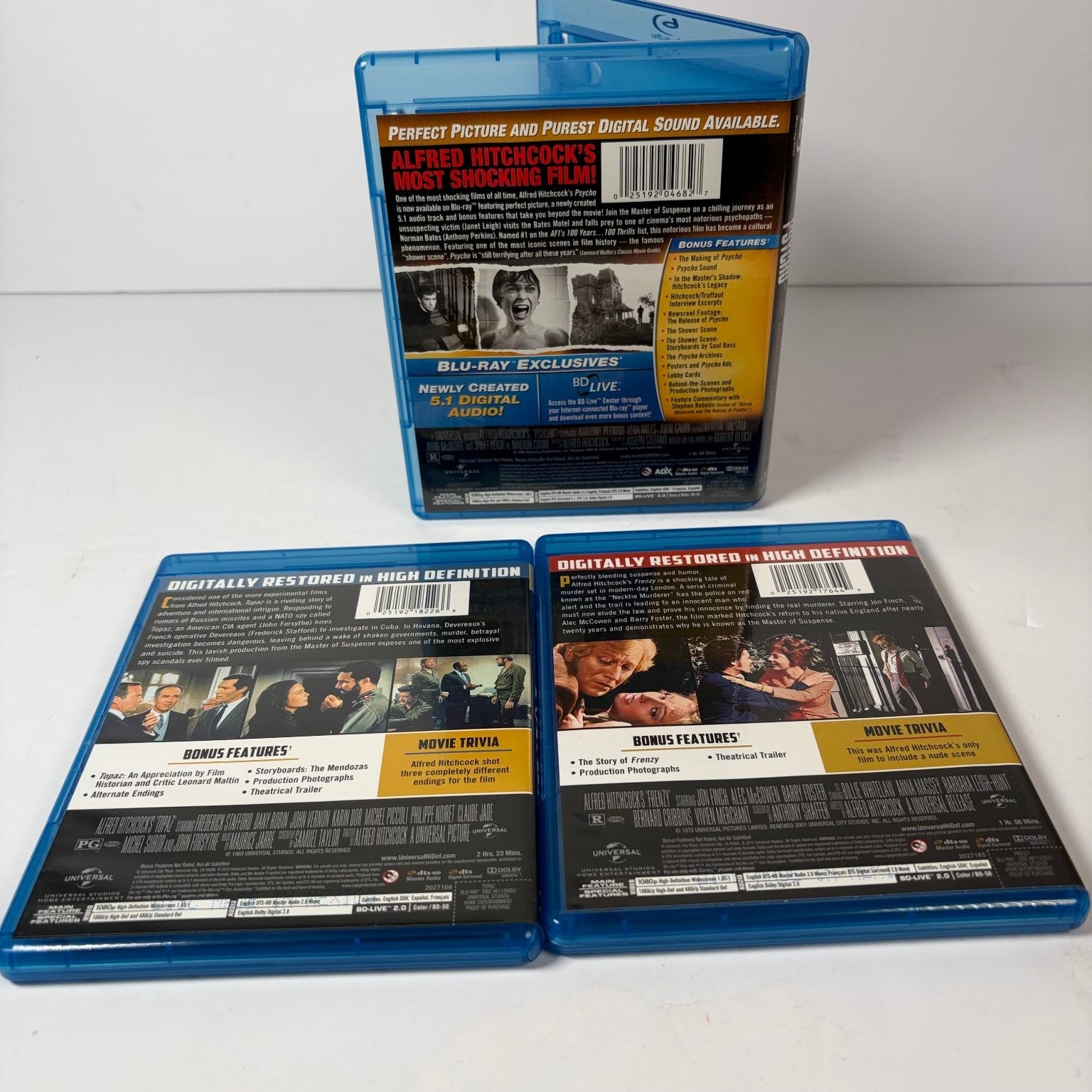 Alfred Hitchcock Masterpiece Blu-ray Lot: Psycho, Topaz, Frenzy