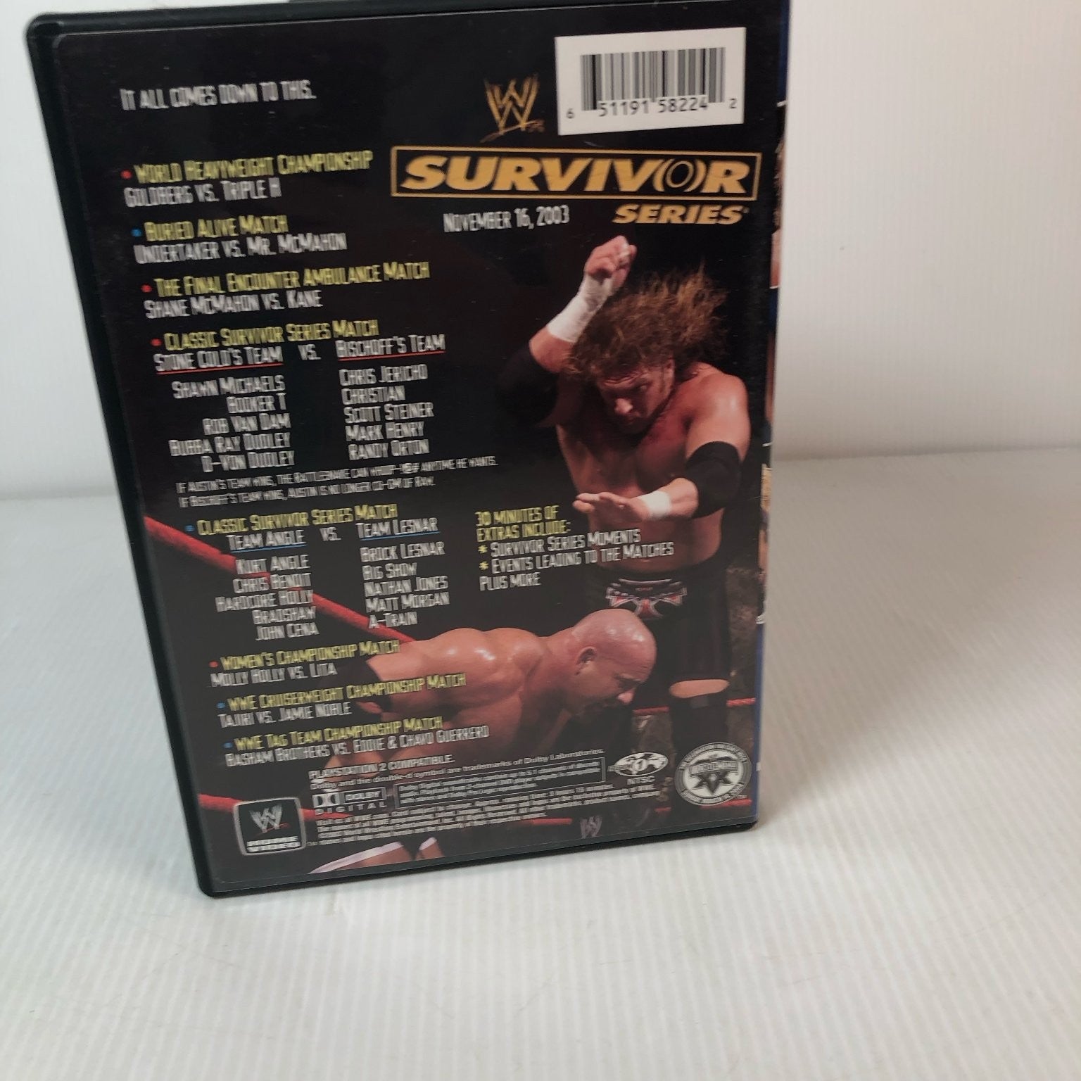 WWE Survivor Series 2003 DVD Goldberg Triple H McMahon Jericho Orton Lesnar