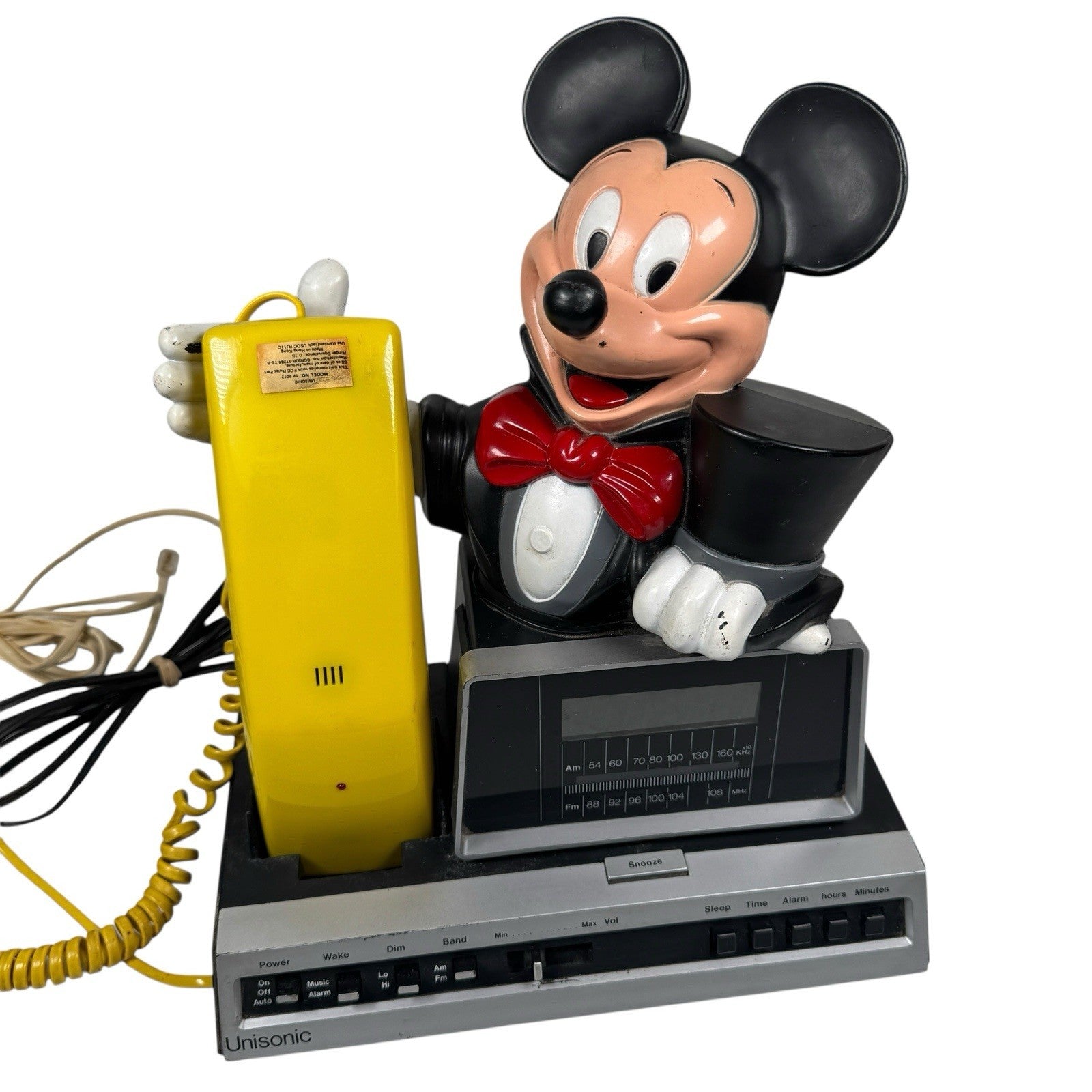 Unisonic Mickey Mouse Phone Radio Alarm Clock Model 6052 AS IS For Repair