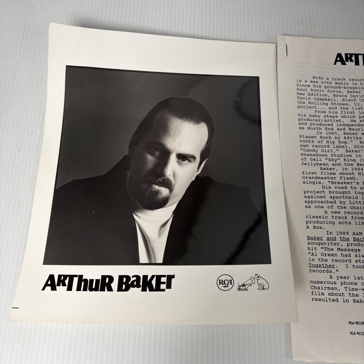 Arthur Baker Press Kit Bio Photo Flyer RCA Records Rap Hip Hop Music Memorabilia
