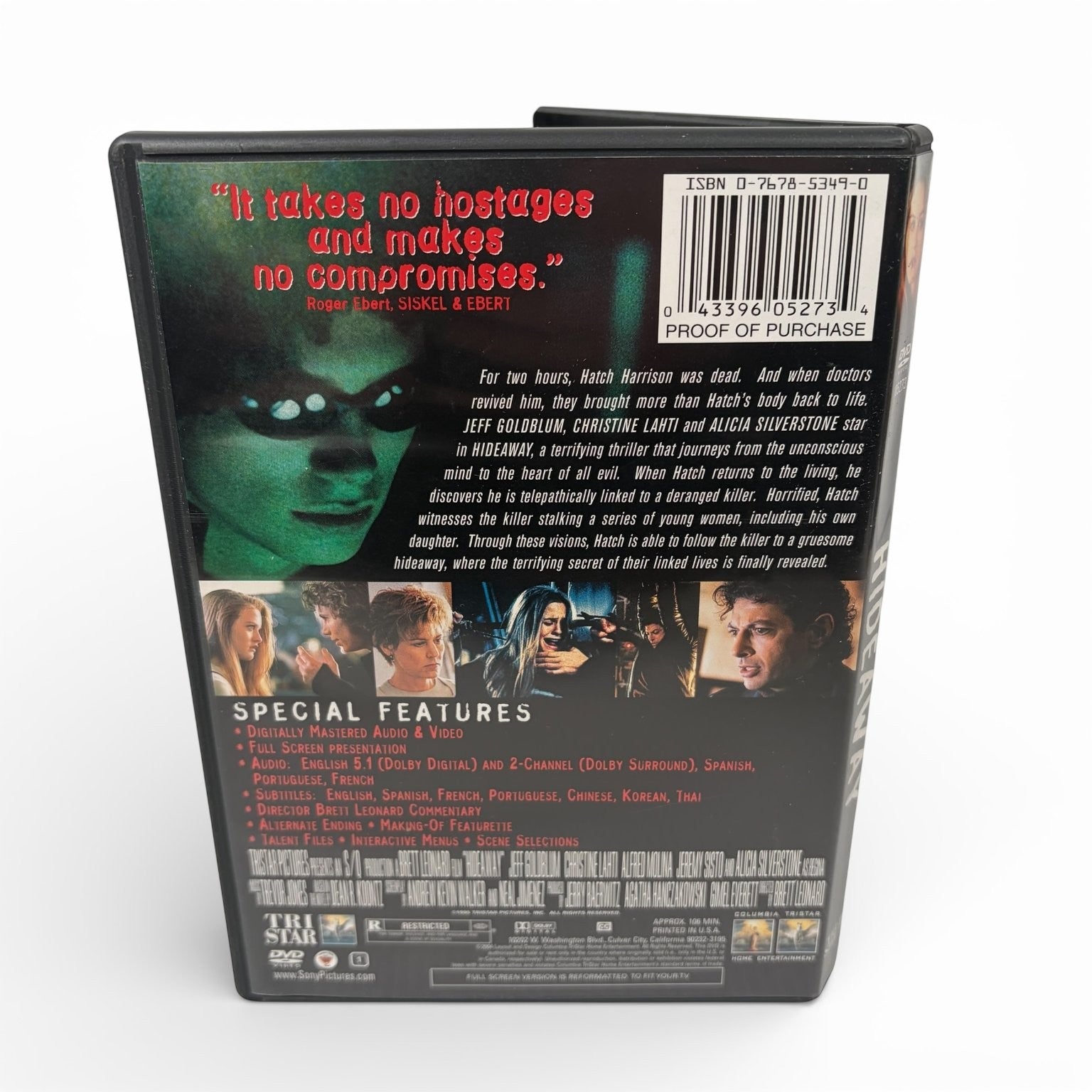 Hideaway DVD 1995 Jeff Goldblum Alicia Silverstone Dean Koontz Horror Thriller