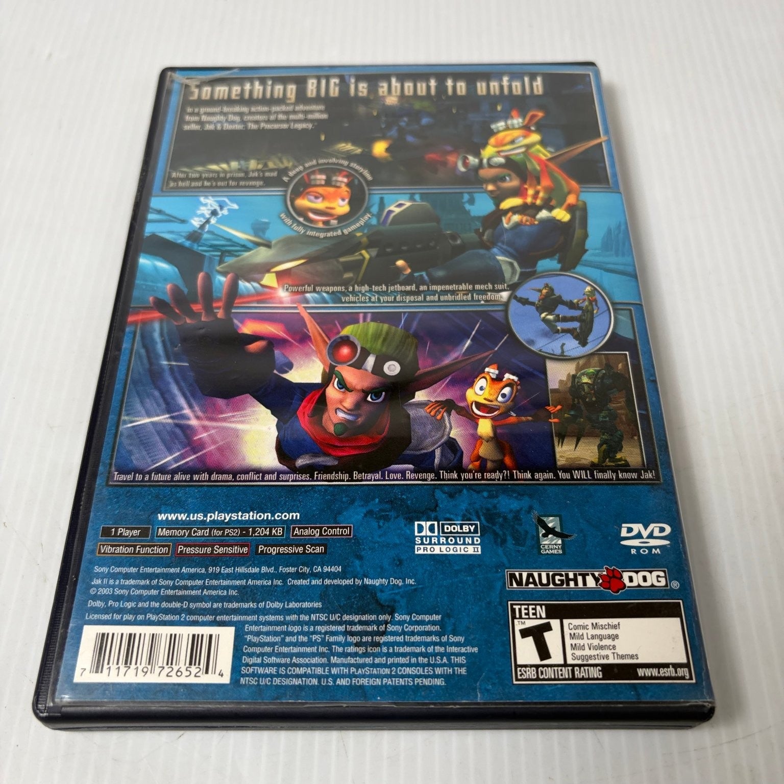 Jak II PlayStation 2 Video Game Action Adventure PS2 Black Label