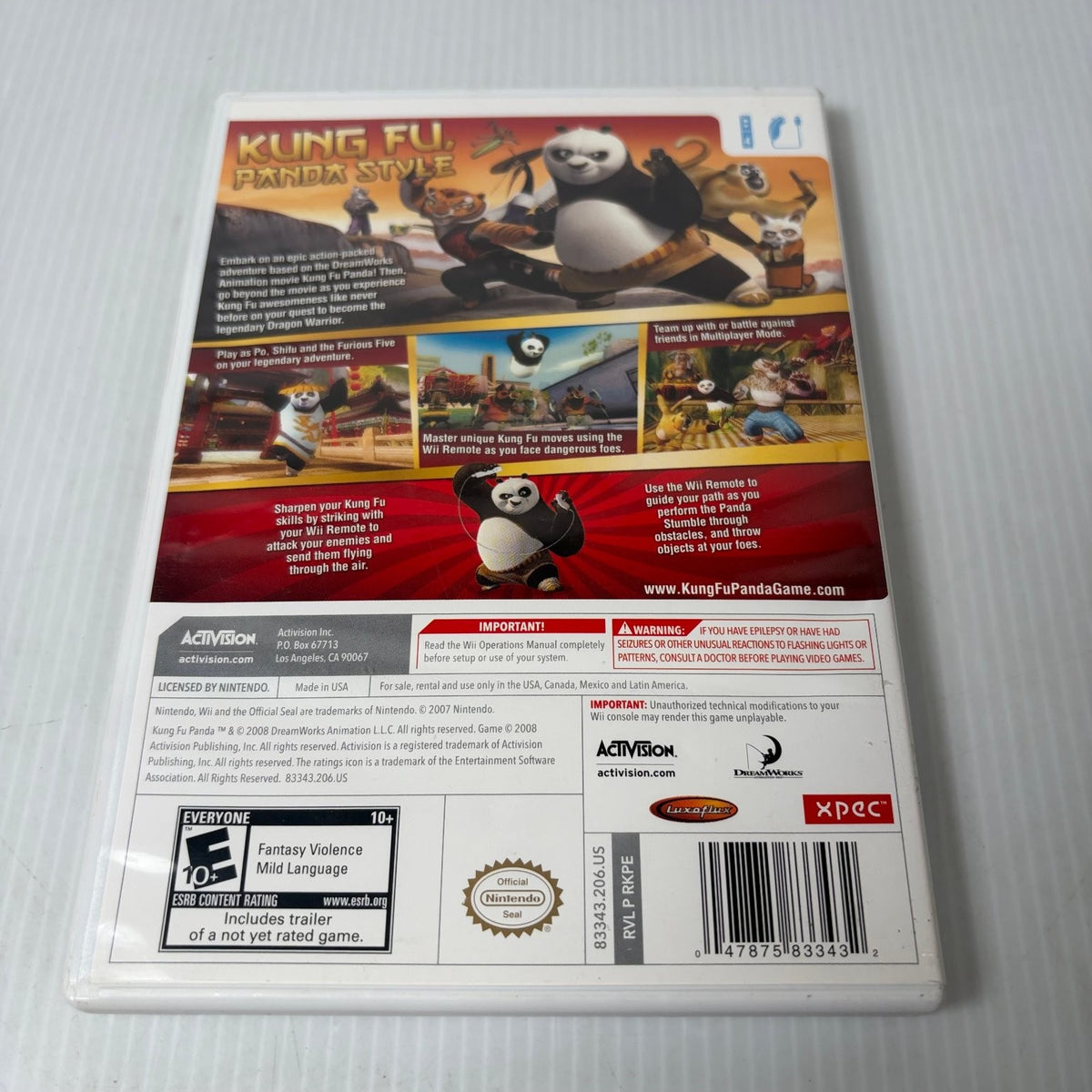 Kung Fu Panda Nintendo Wii Video Game Action Adventure Complete CIB