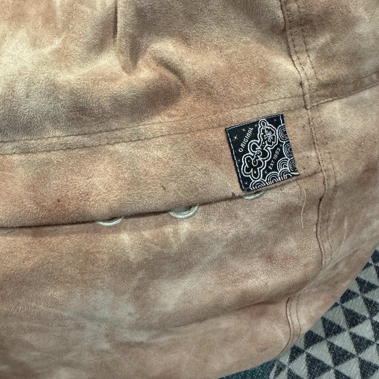 Lovesac Minisac Beige Microsuede Beanbag Mini Model Discontinued ~29” Diameter