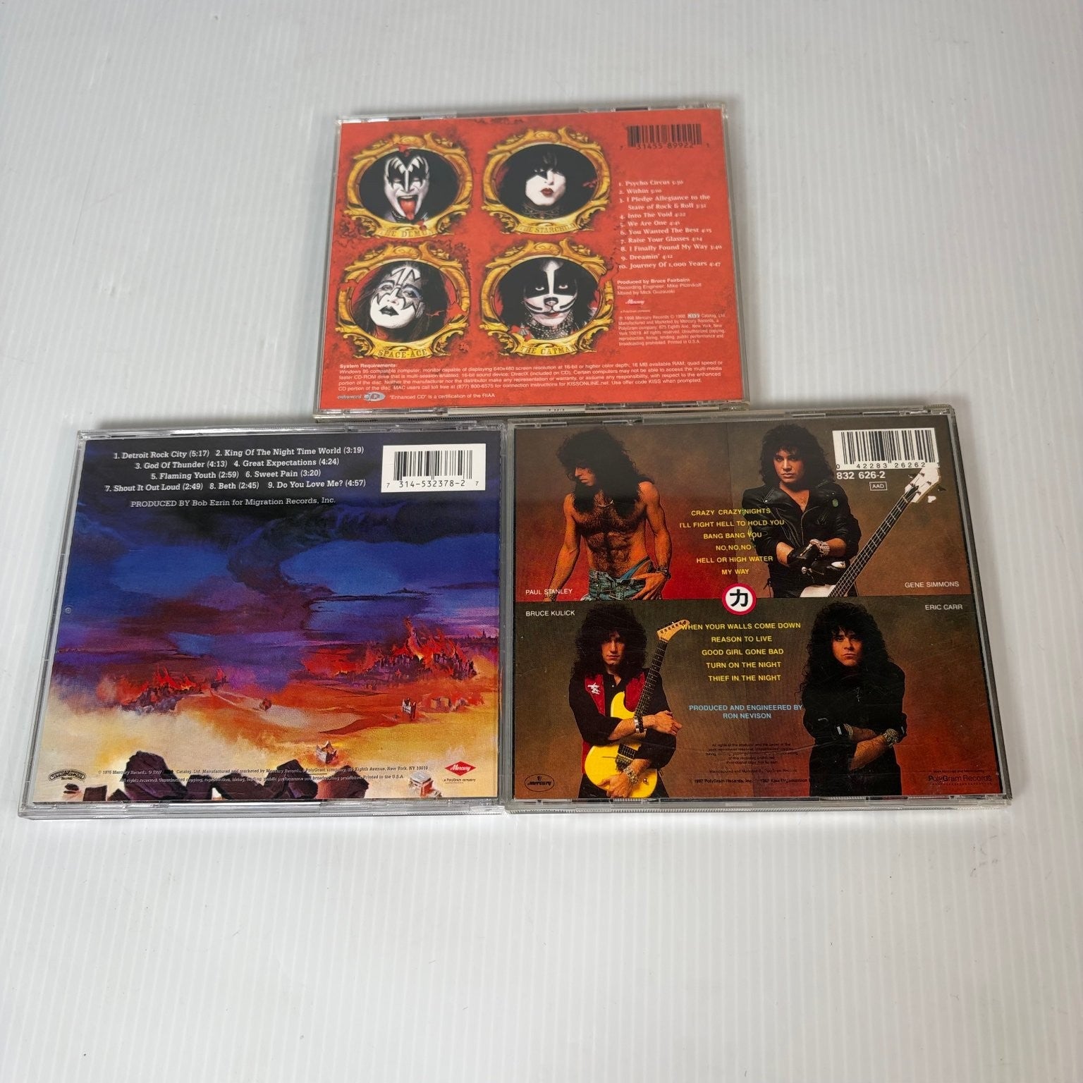 KISS CD Lot of 3 Crazy Nights, Destroyer, Psycho Circus Remastered Rock Metal