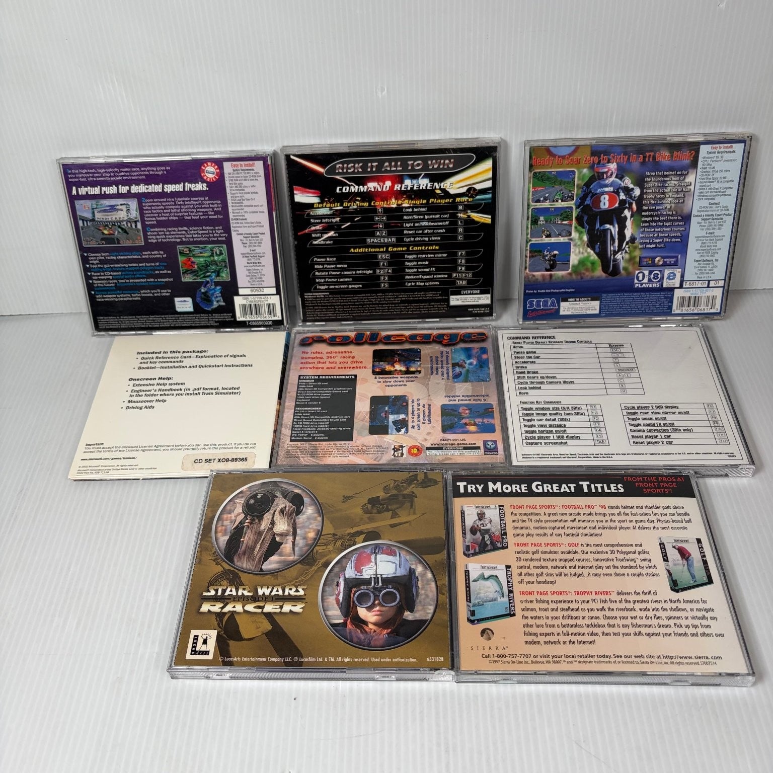 Mixed Lot 8 Retro PC Racing Games Pod Racer, Need for Speed, Cyberspeed & More