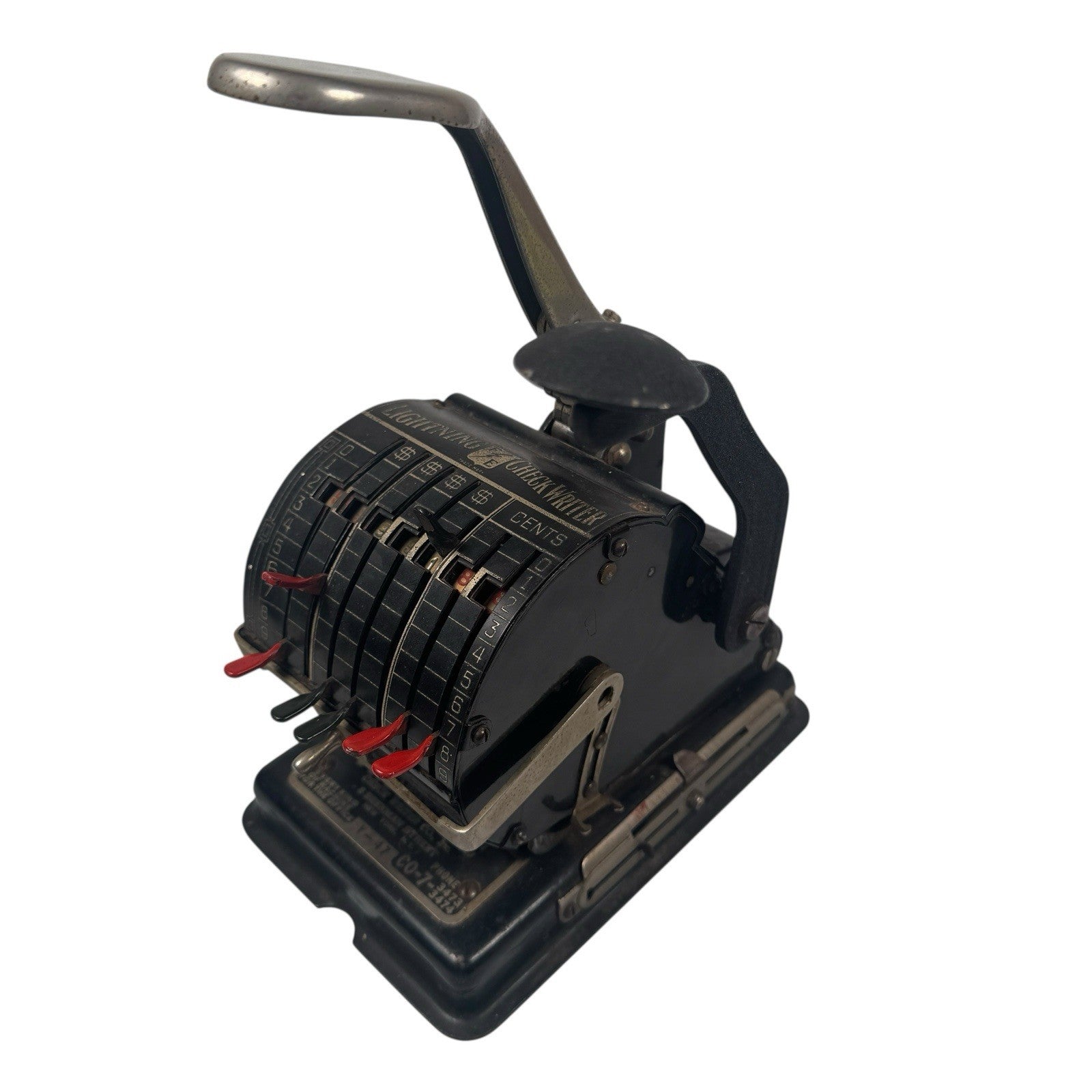 Antique Protective Check Writer Co. Lightning Check Writer Machine CO-7