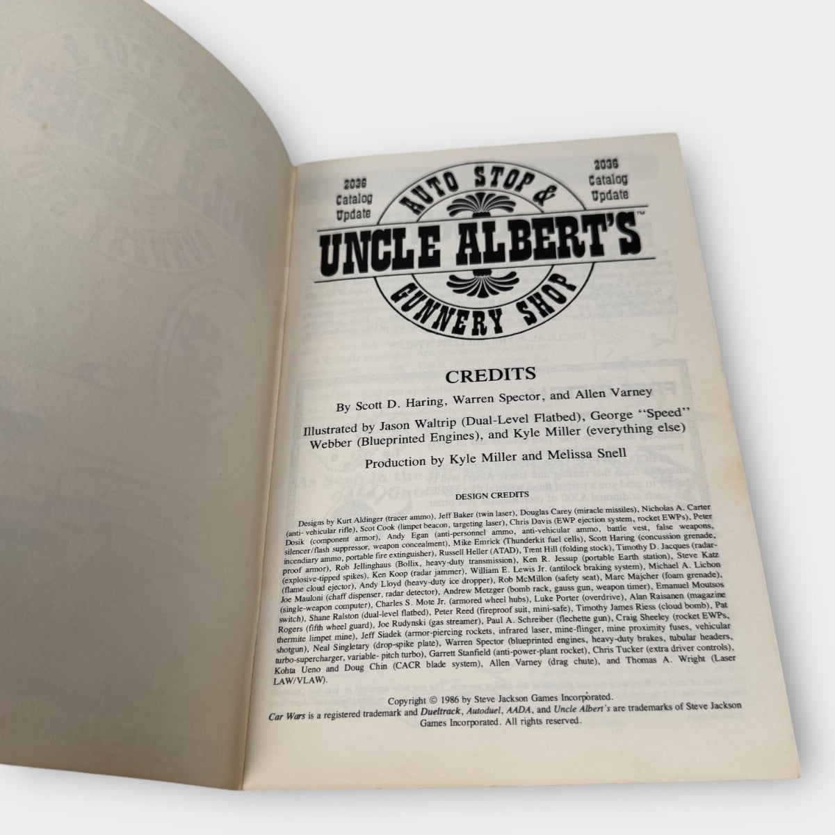Uncle Albert's Auto Stop & Gunnery Shop - Car Wars 2035 & 2036 Catalog Update