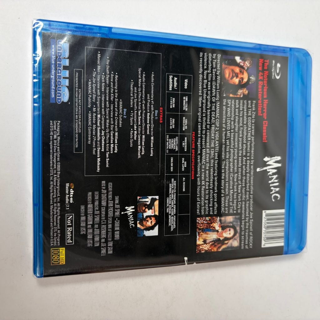 Maniac Blu-ray 2-Disc Special Edition New 4K Restoration Blue Underground Horror