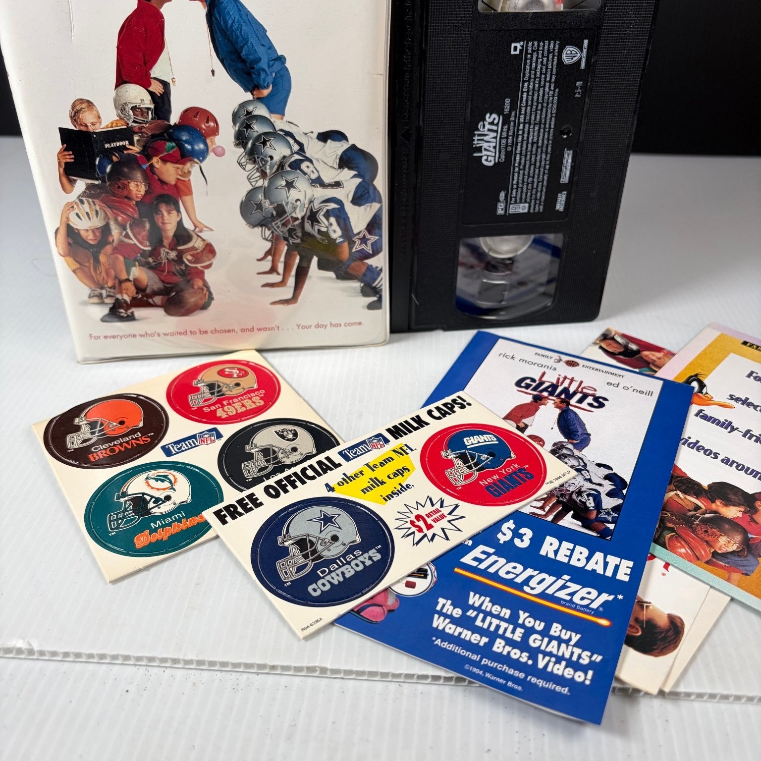 Little Giants VHS 1994 with Collectible Milk Caps Family Comedy Original Release