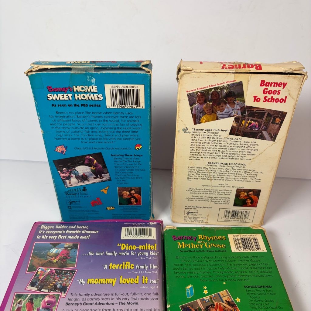 Barney VHS Lot of 4 Great Adventure Movie Home Sweet Homes Goes to School Rhymes