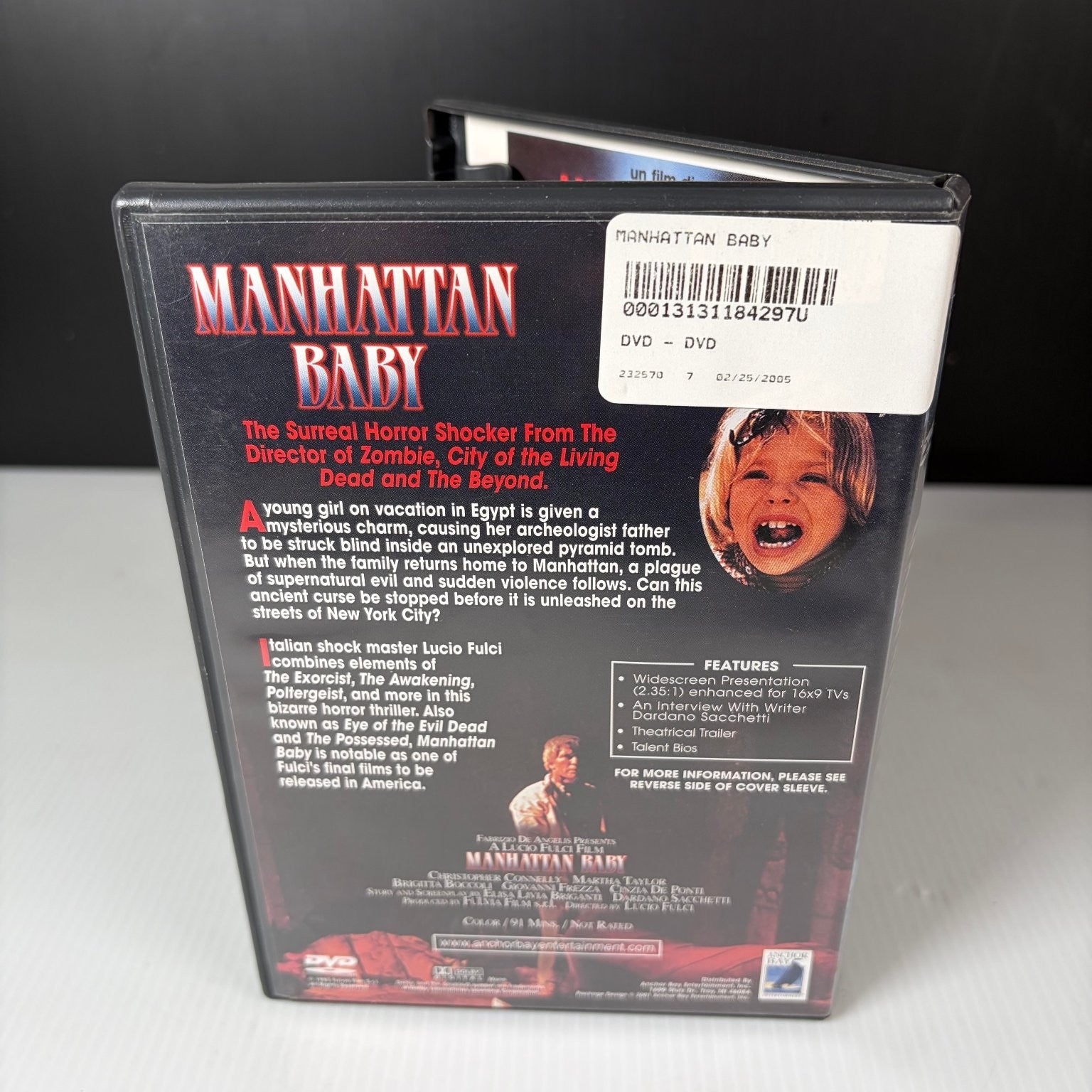 Manhattan Baby DVD 1982 Lucio Fulci Horror Thriller Christopher Connelly