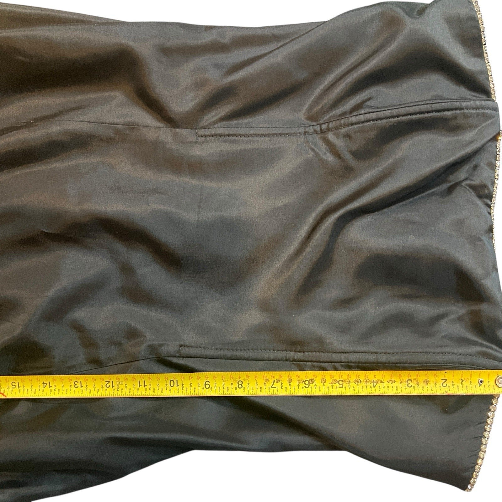 Vintage Jessica McClintock Gunne Sax Black Goth Prom Cocktail Dress Rhinestone