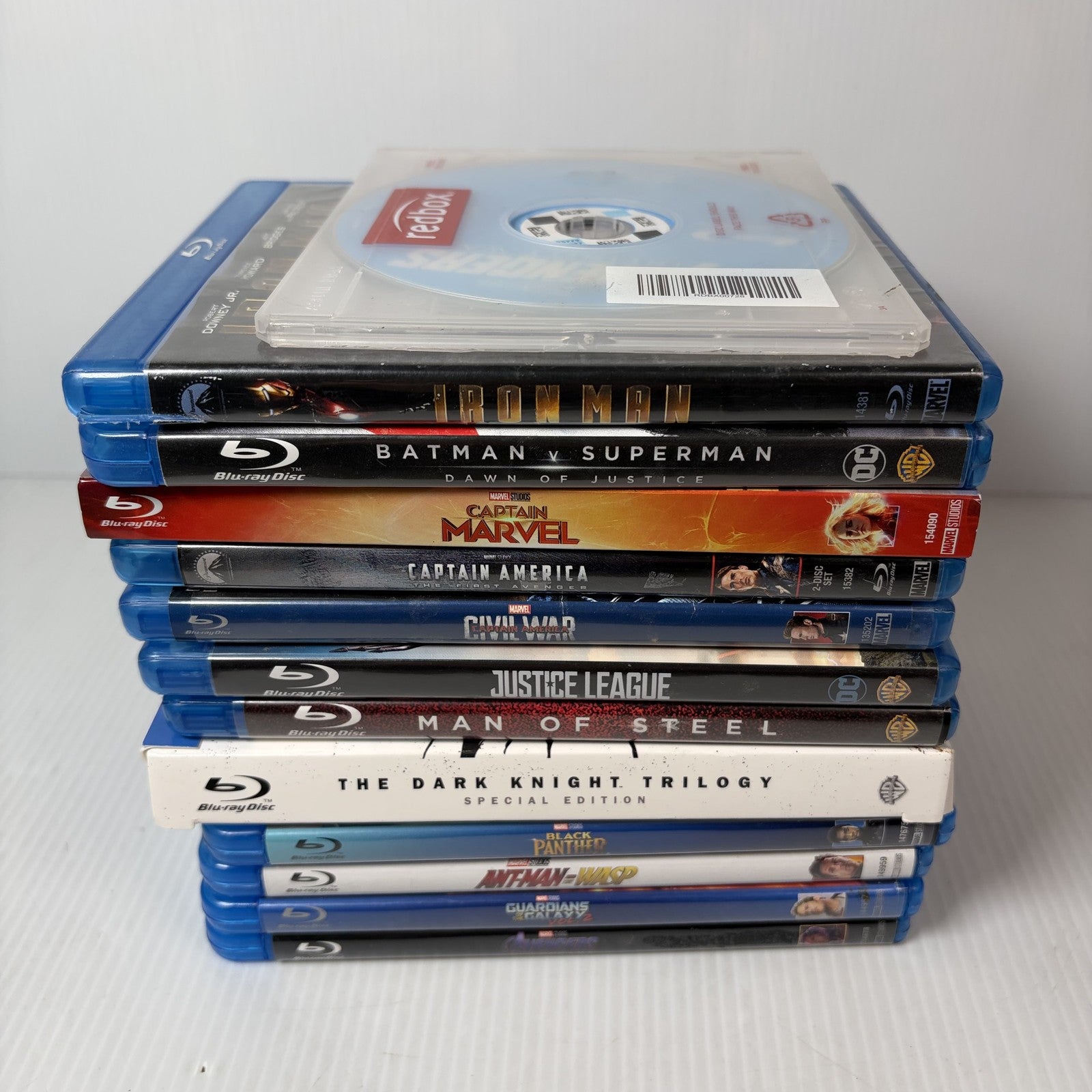 Huge 13 Movie Superhero Blu-ray Lot Marvel DC The Dark Knight Trilogy Avengers