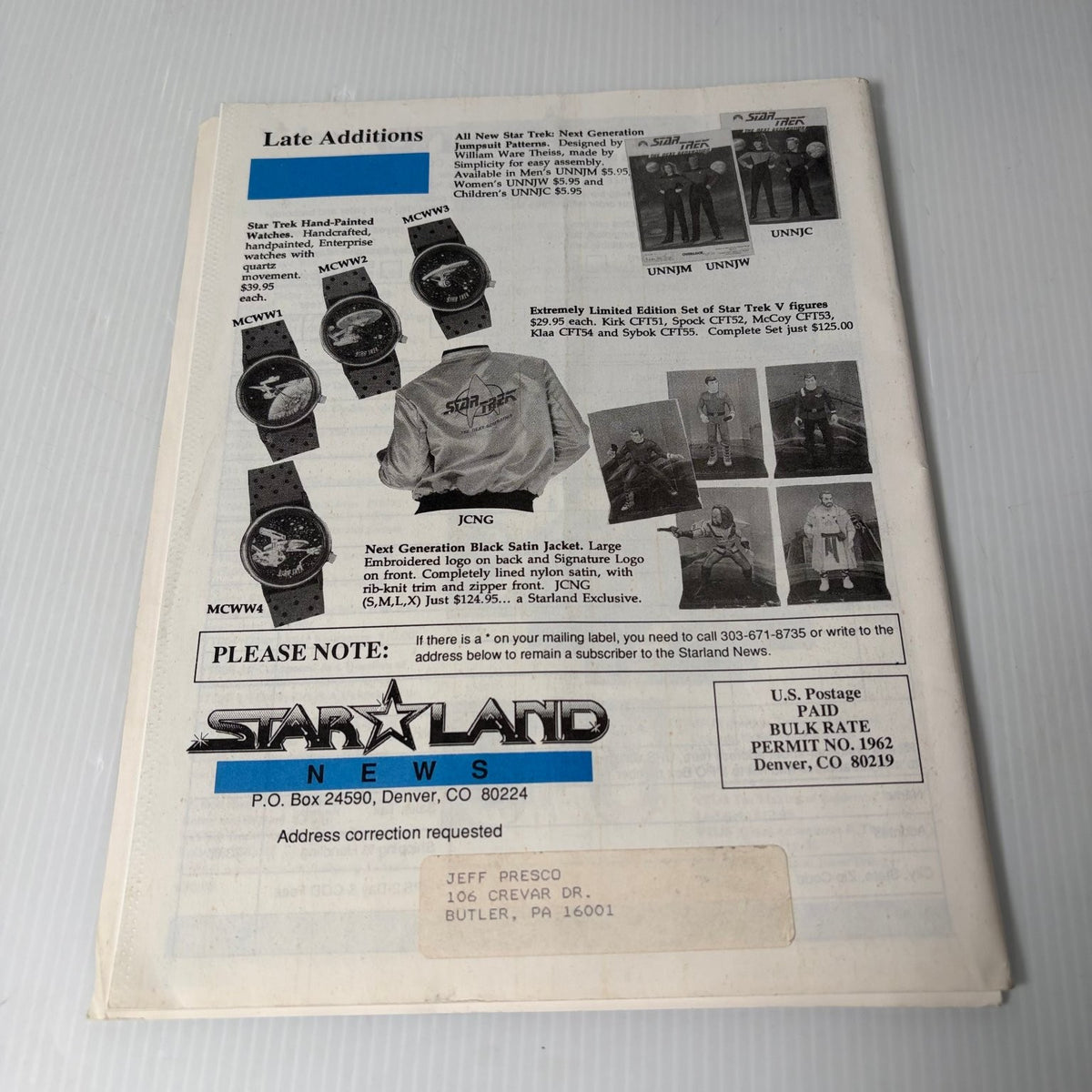 Starland News Spring 1990 Klingon Star Trek Sci-Fi Magazine Collectibles