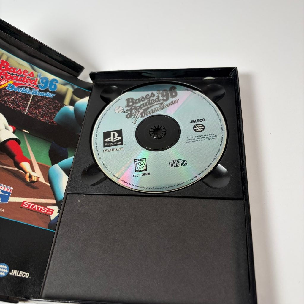 Bases Loaded '96 Double Header PS1 PlayStation Long Box Jaleco Baseball 1995