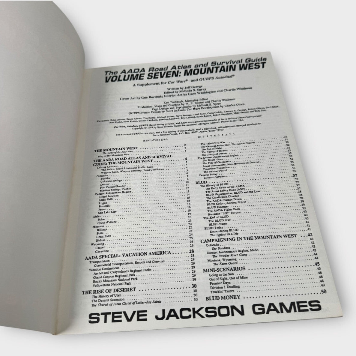 SJG Car Wars AADA Road Atlas & Survival Guide Volume 7 Mountain West