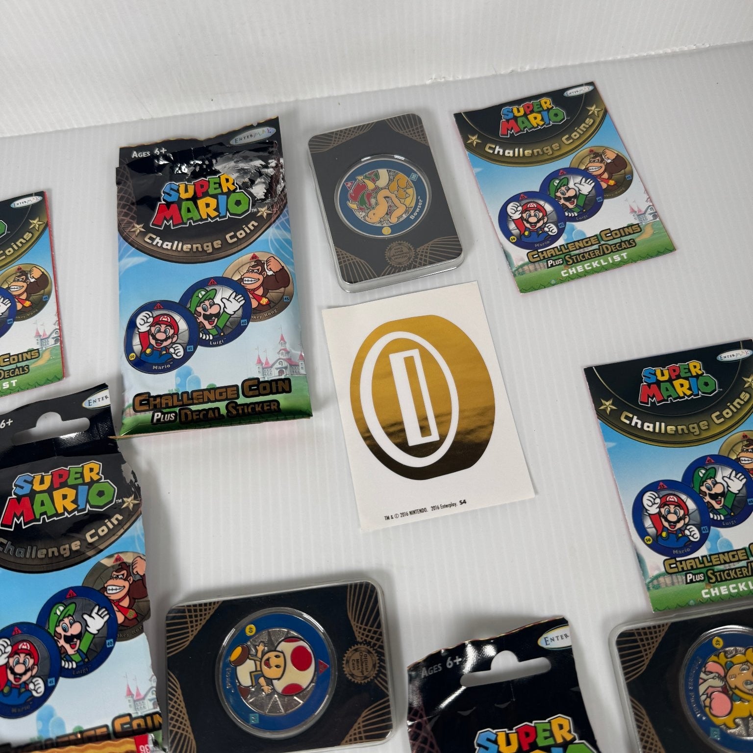 Enterplay Super Mario Challenge Coin Lot of 5 Opened with Stickers 2016