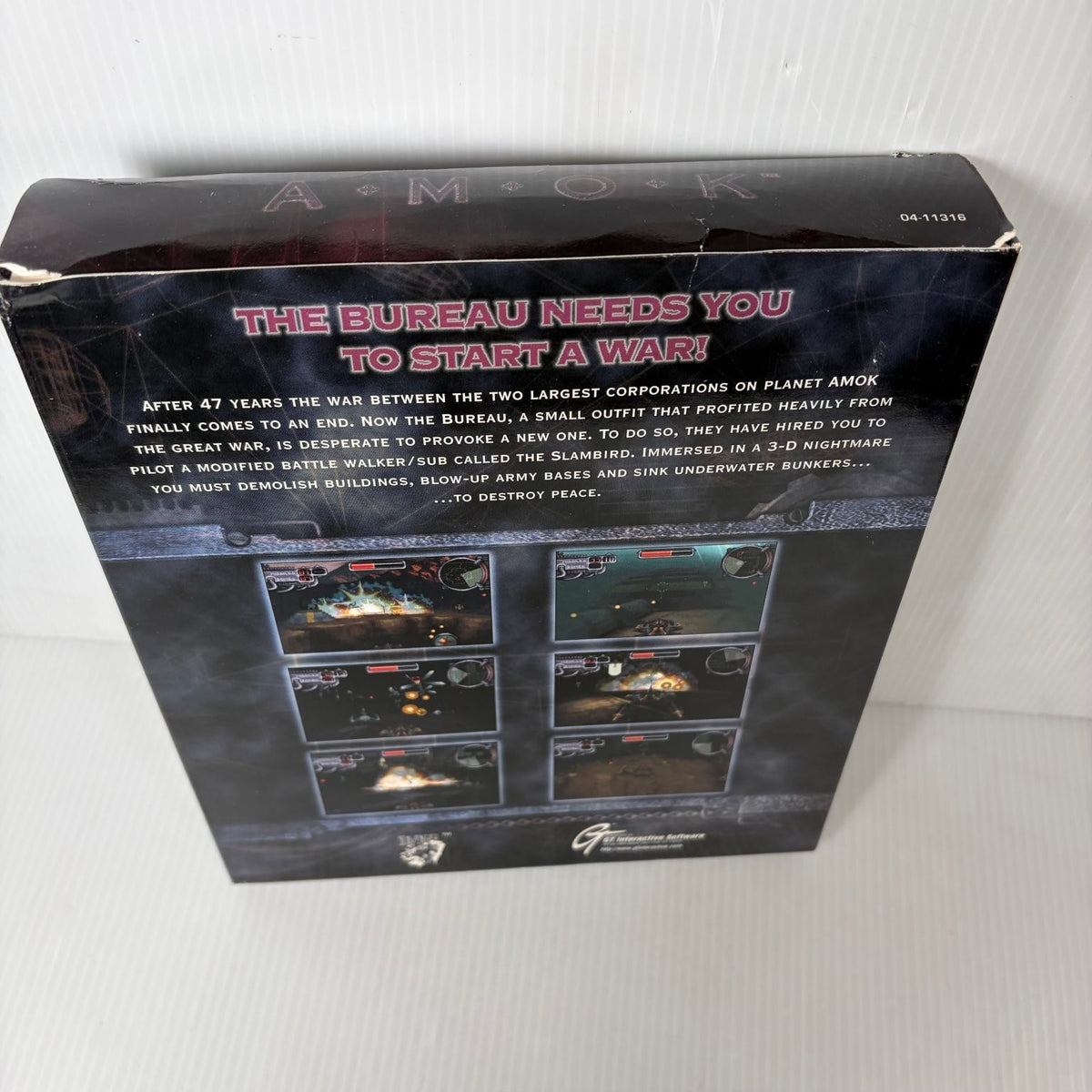 AMOK PC CD-ROM Big Box Video Game Action Shooter Mech Combat Complete
