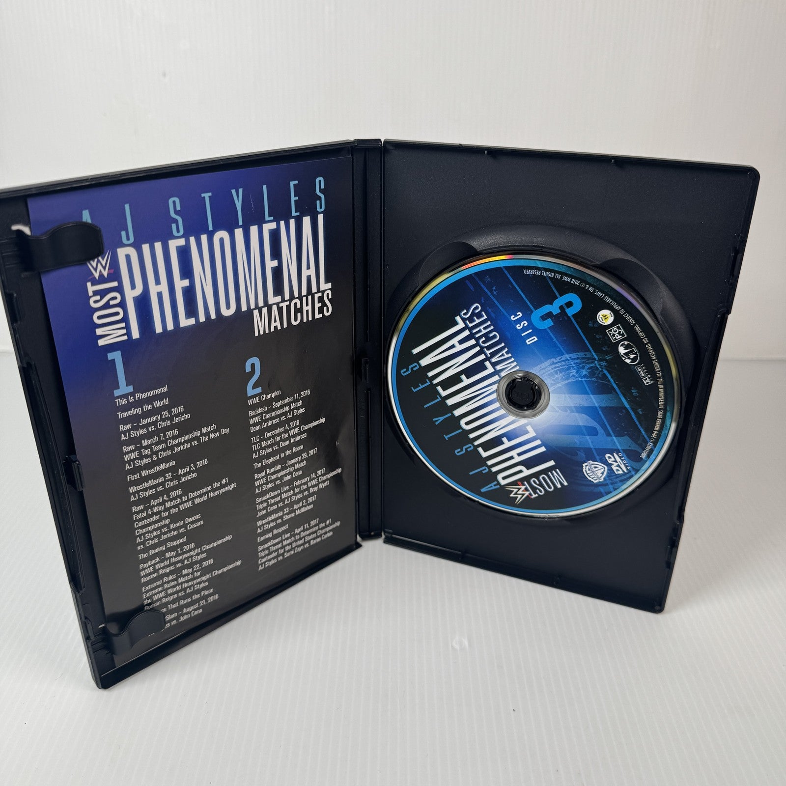 AJ Styles Most Phenomenal Matches DVD 2018 WWE Wrestling 3 Disc Set