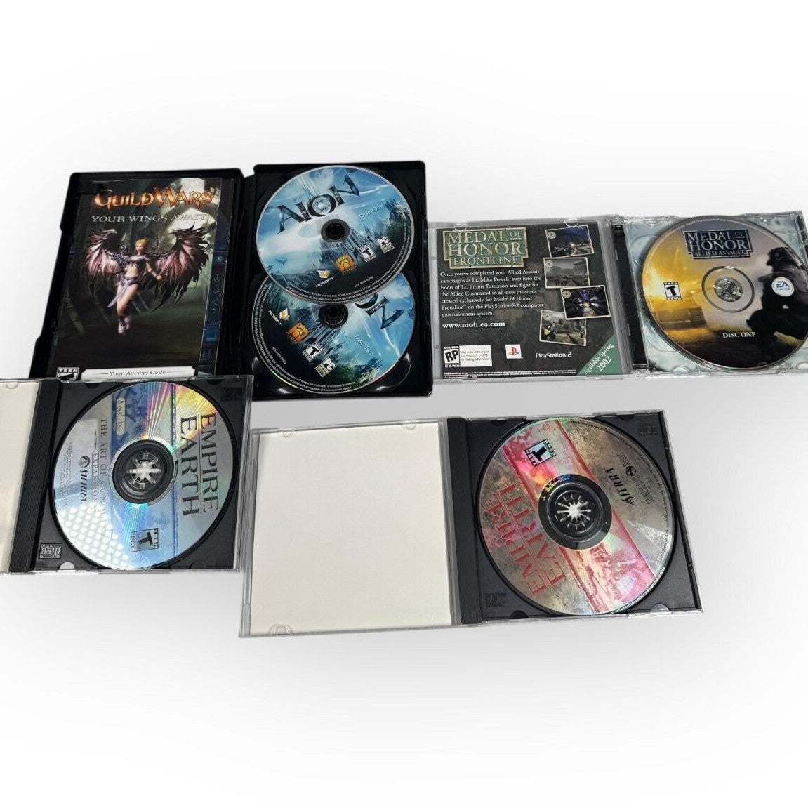 4 PC Games Lot Empire Earth w/ Expansion, AION & Medal of Honor Allied Assault