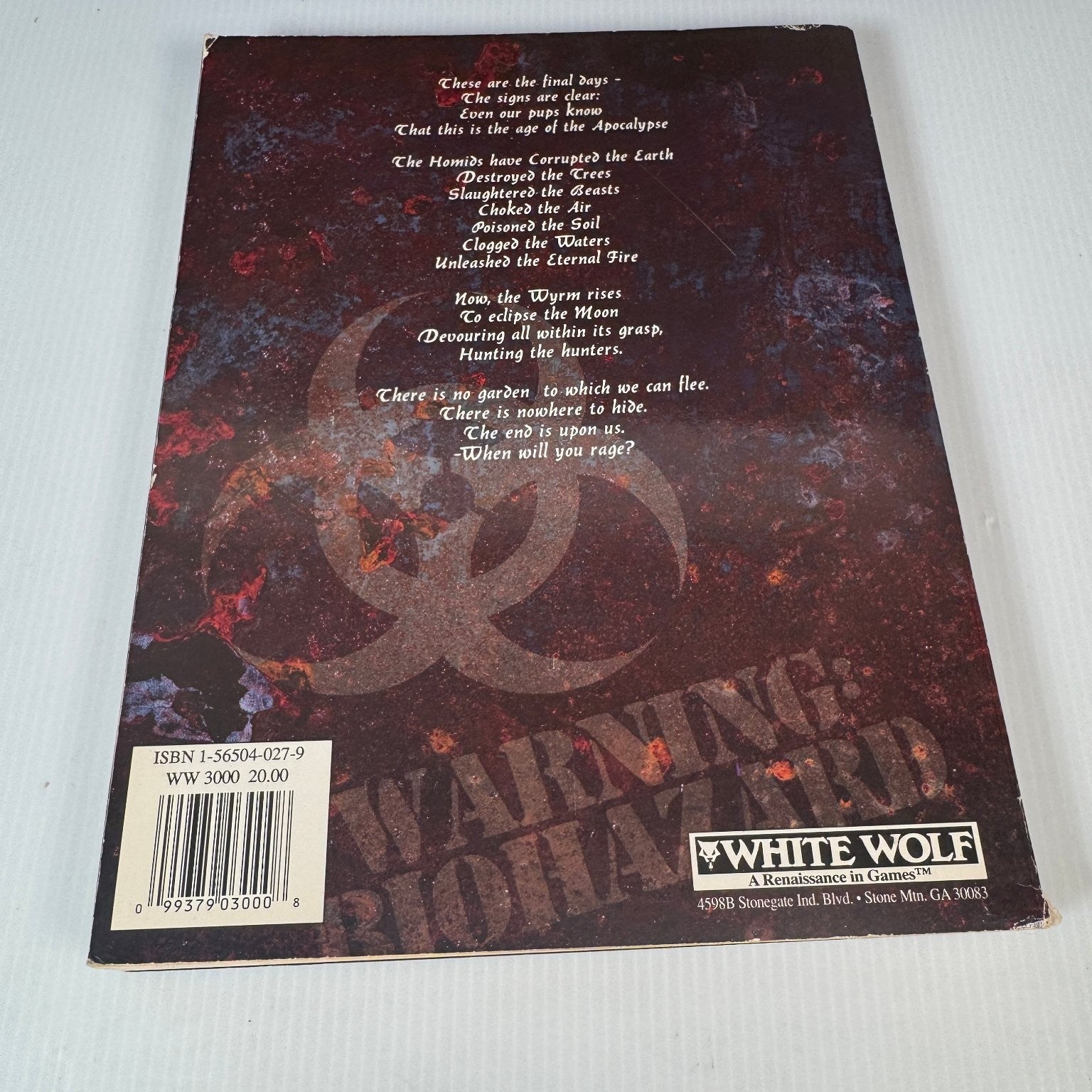 Werewolf The Apocalypse WW3000 1991 White Wolf RPG Core Rulebook