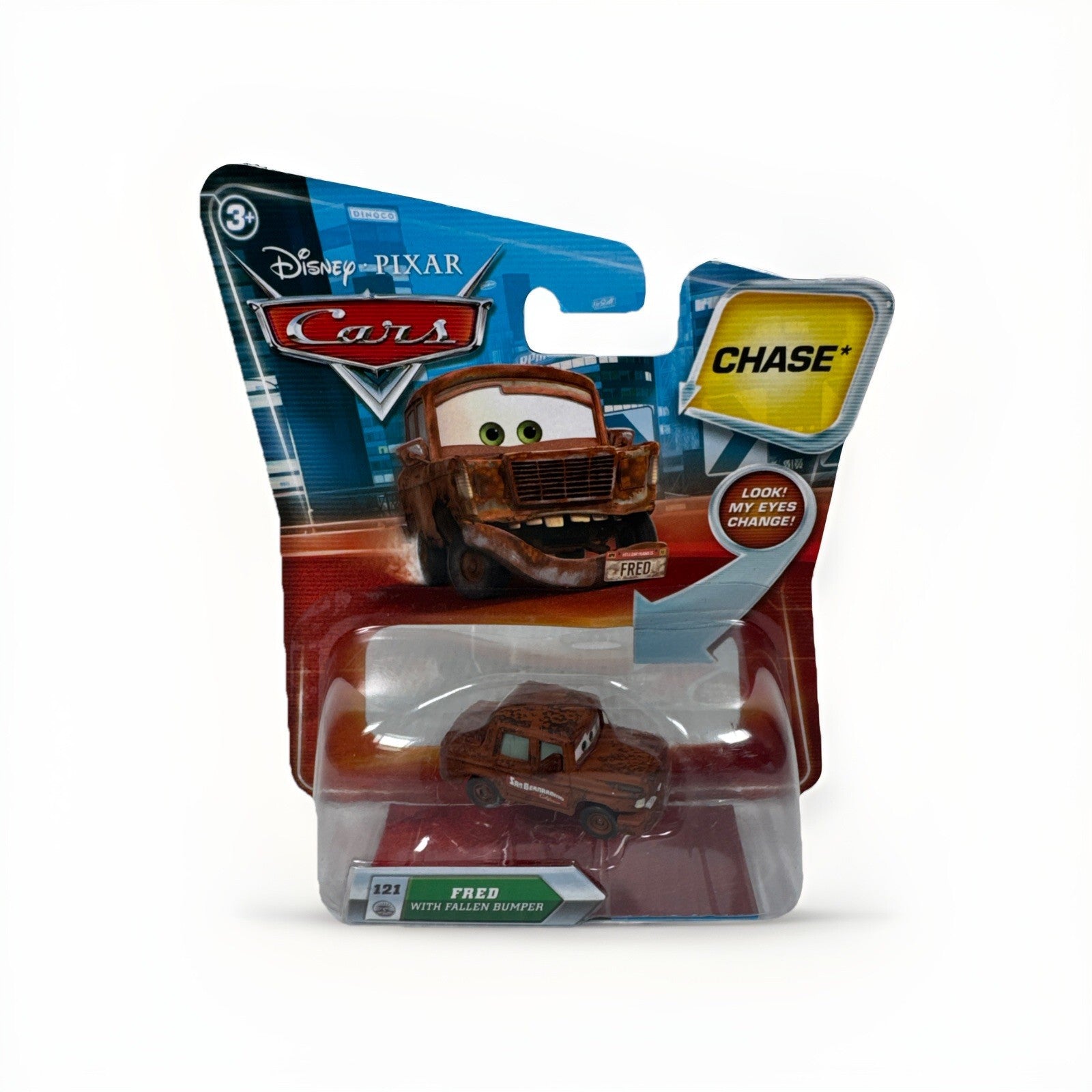 Mattel Disney Pixar Cars Lenticular Eyes Fred with Fallen Bumper No. 121 Chase
