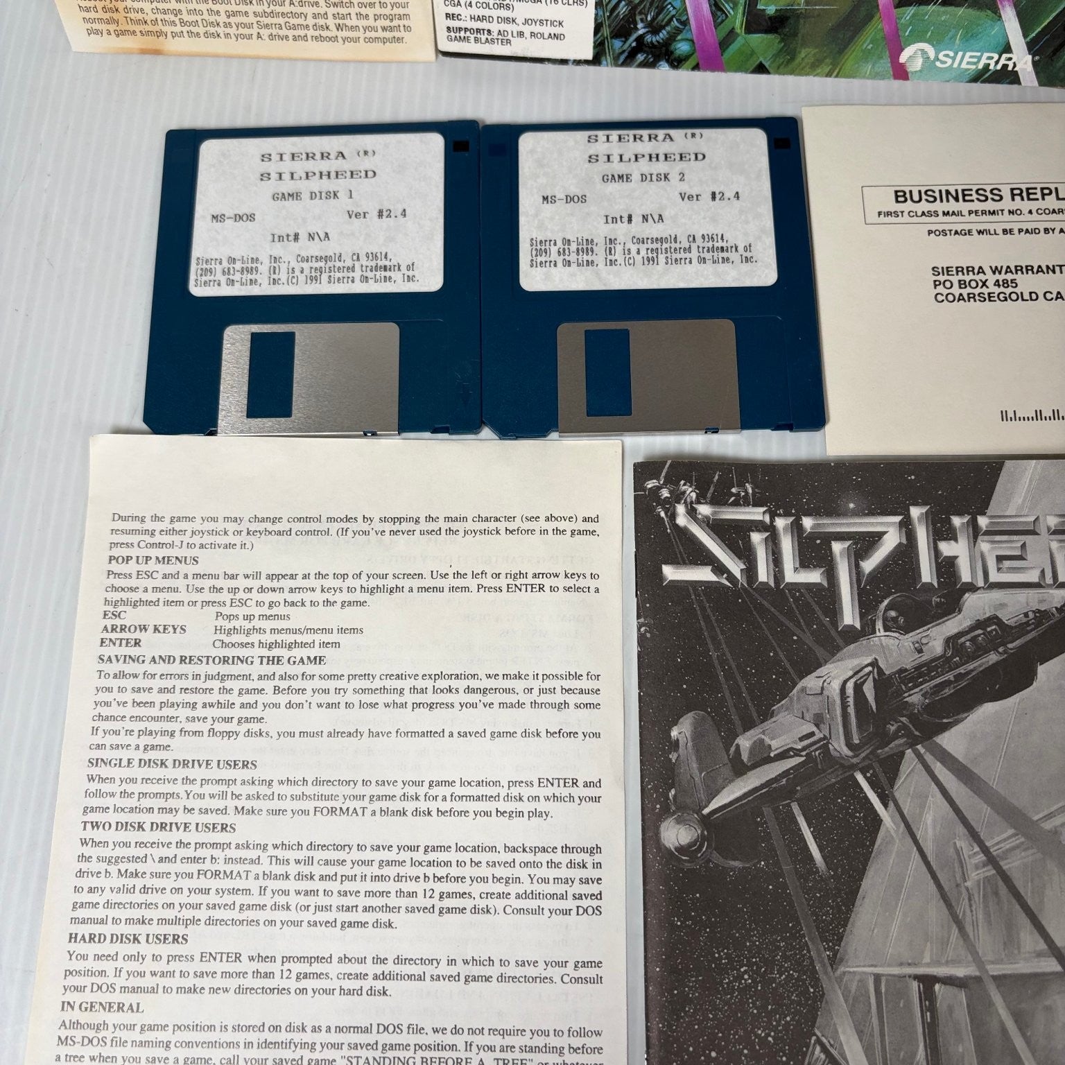 Silpheed MS-DOS PC Big Box Video Game 3.5" Floppy Disk Space Shooter Complete
