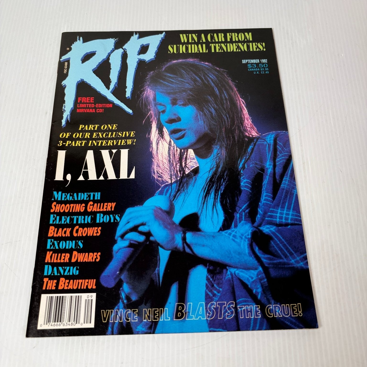 RIP Magazine September 1992 Axl Rose Guns N Roses Heavy Metal