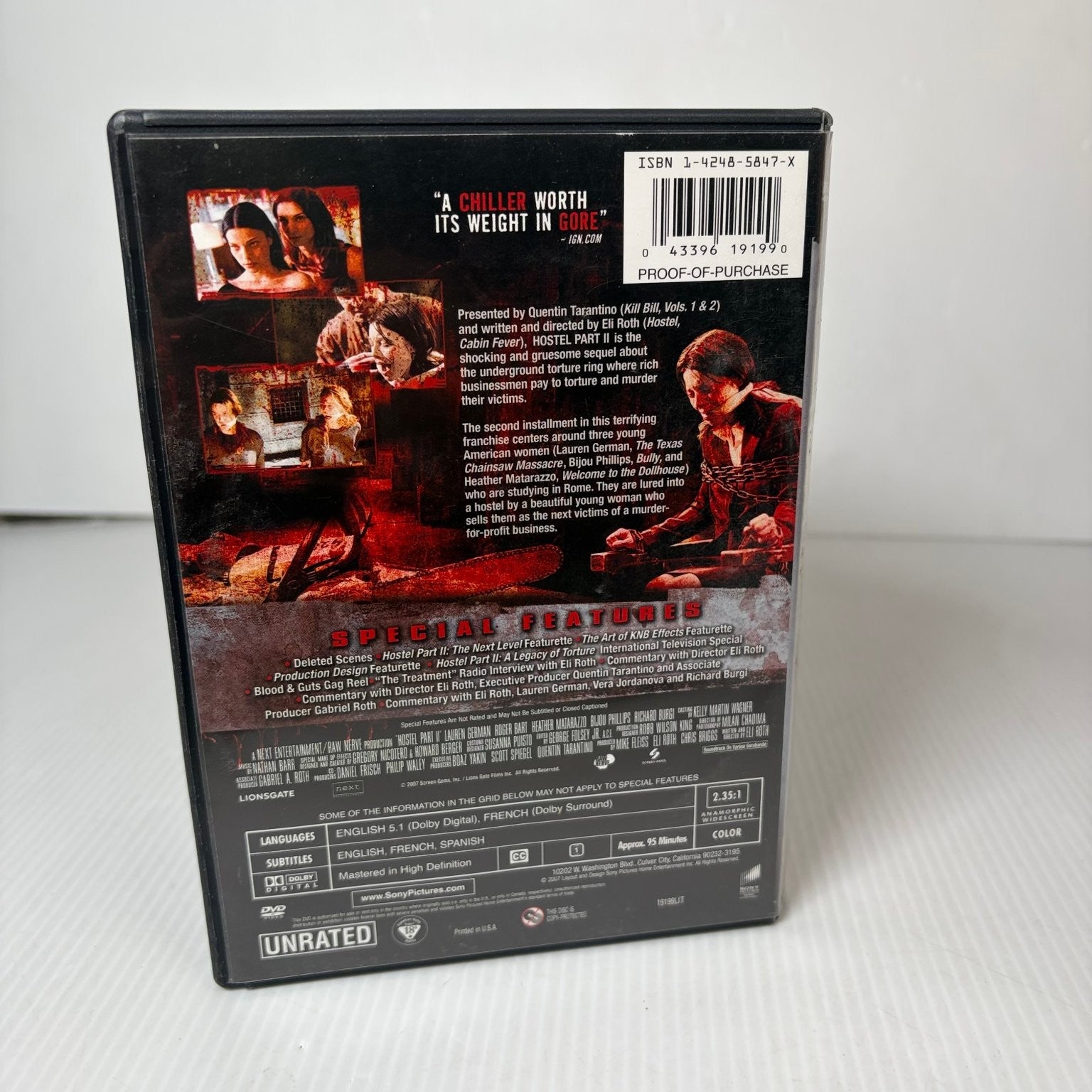 Hostel Part II DVD 2007 Unrated Director's Cut Quentin Tarantino Eli Roth