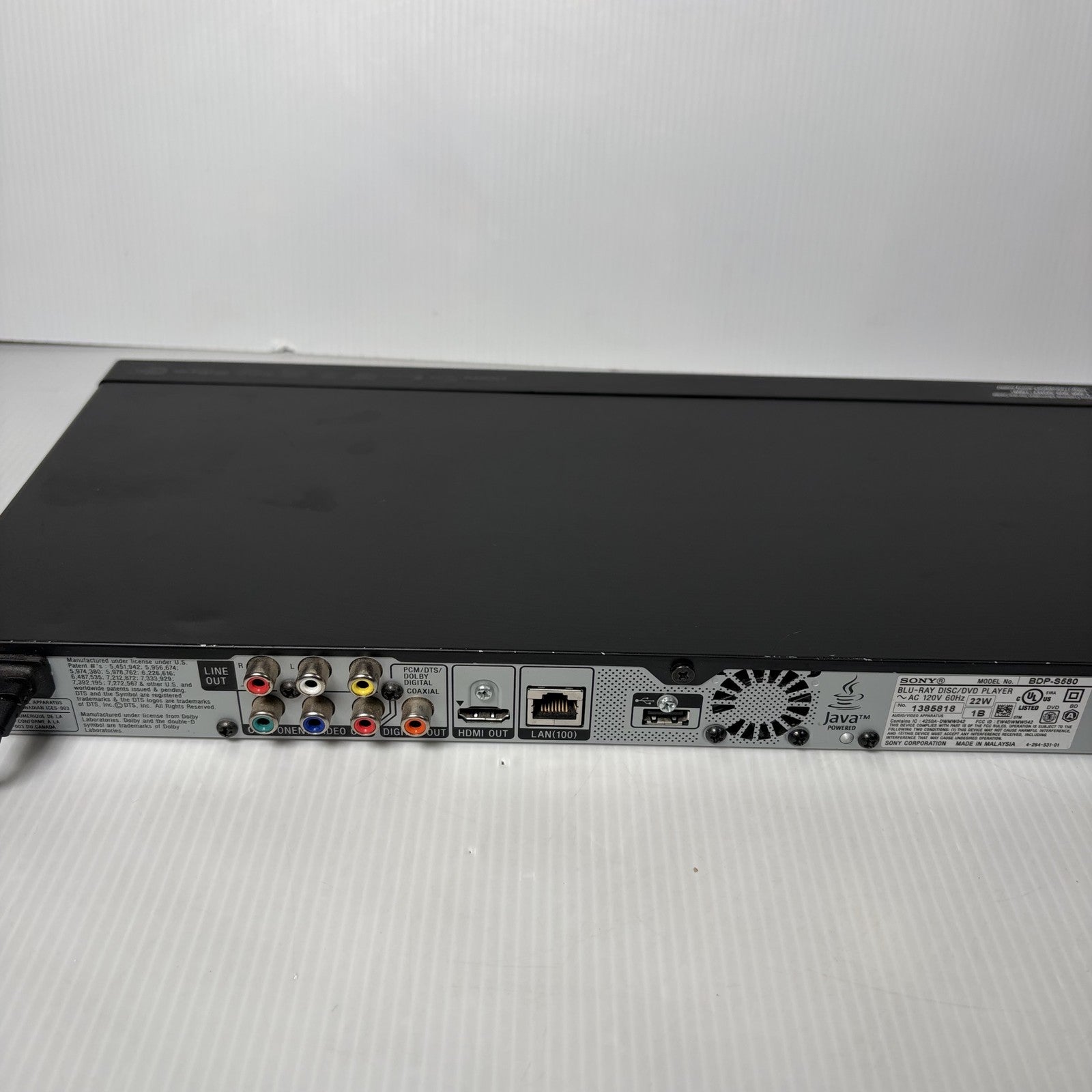 Sony BDP-S580 Blu-ray Disc DVD Player 3D Wi-Fi HDMI USB BD-Live Black