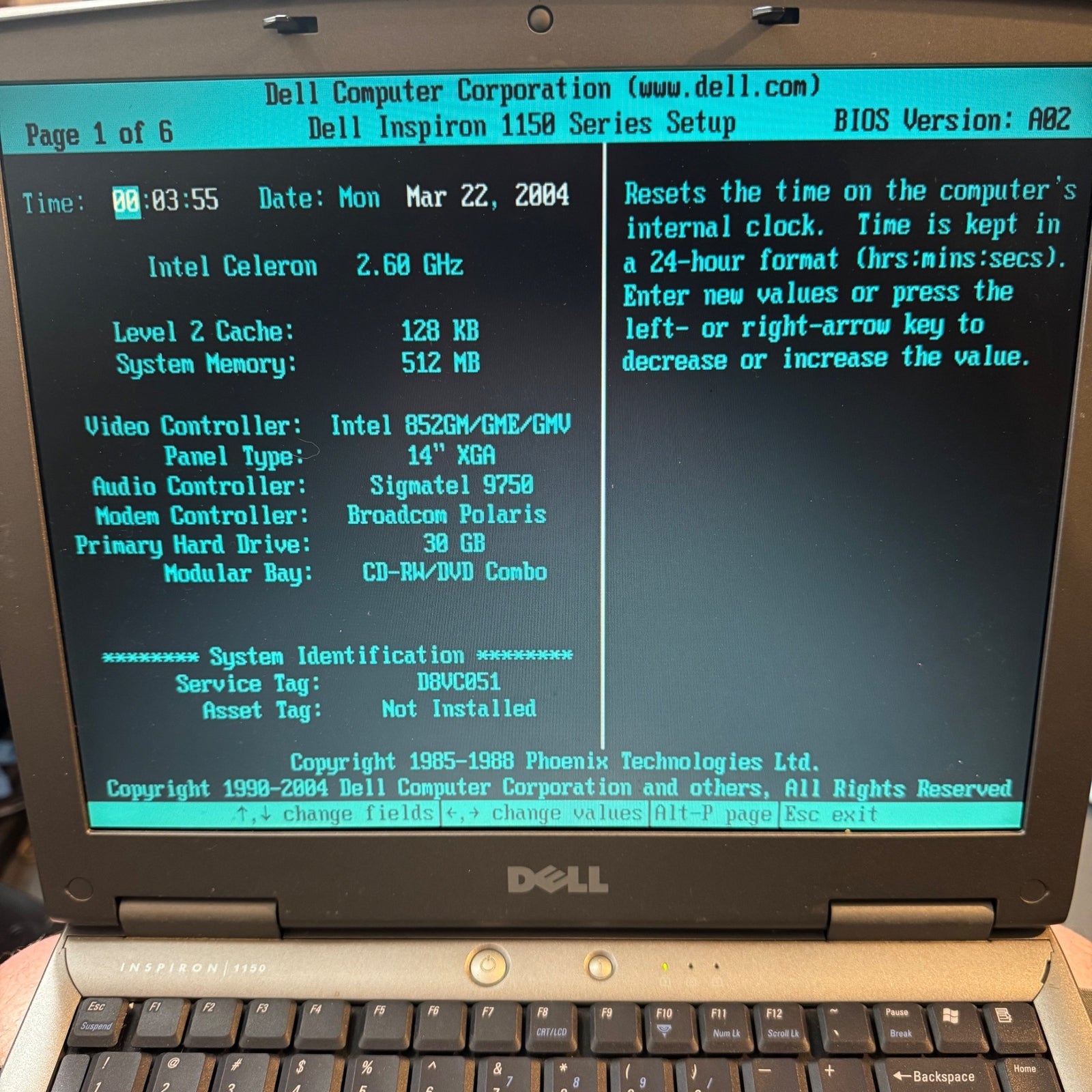 Dell Inspiron 1150 Laptop Windows XP  30GB HDD 512MB RAM Retro Tech AS IS