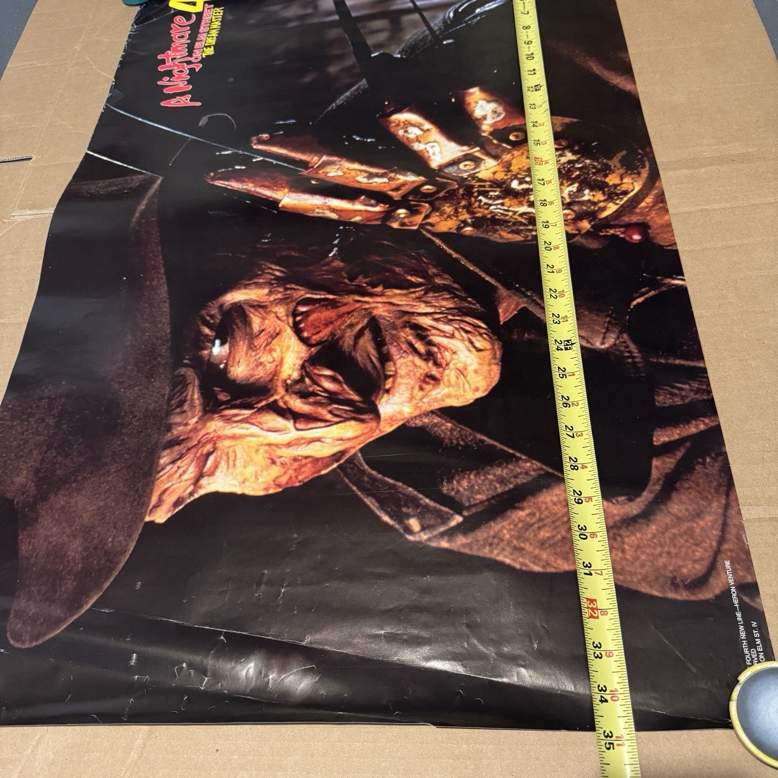 Vintage 1980s Nightmare On Elm Street 4 Dream Master Poster 34X22 Freddy Krueger