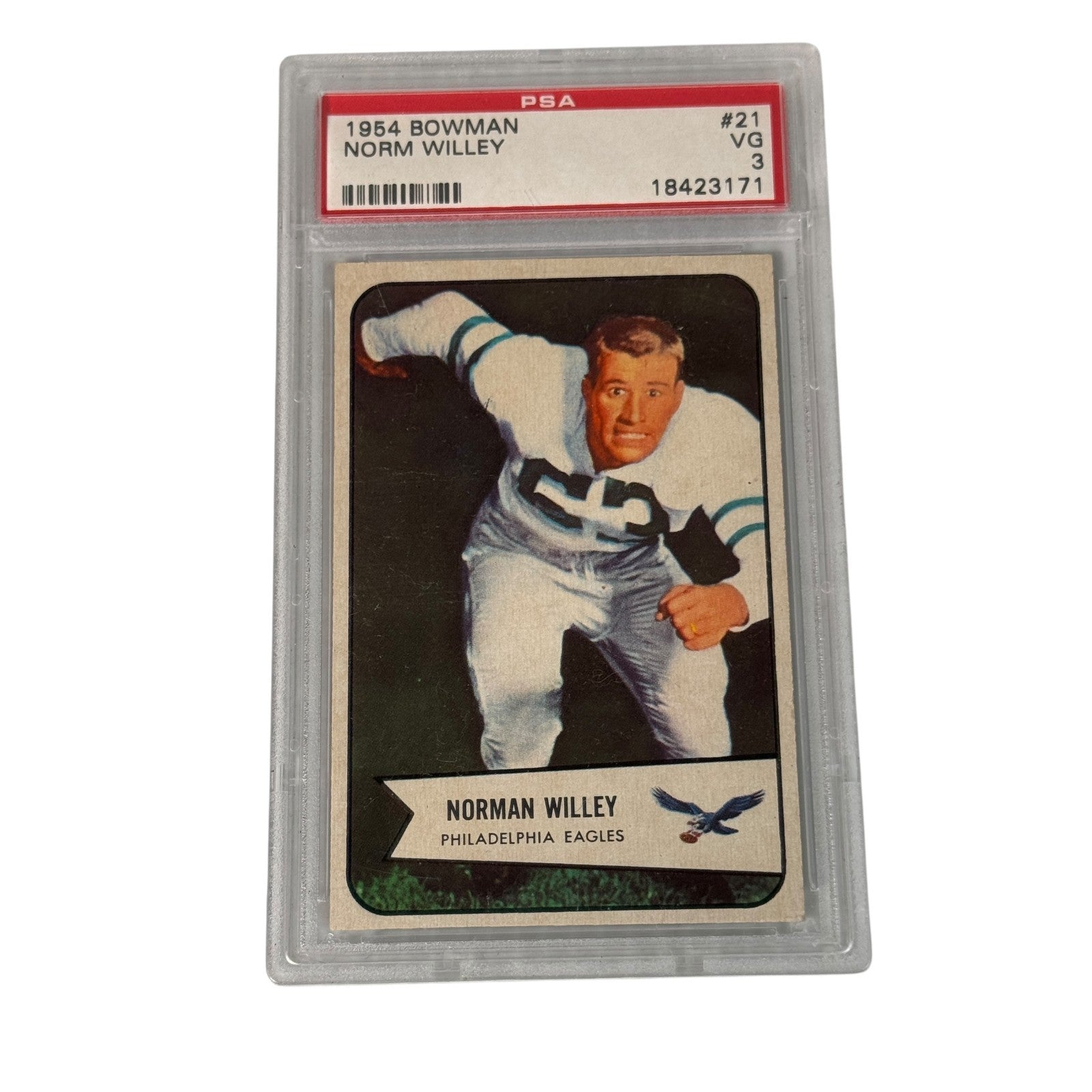 1954 Bowman - Norm Willey #21 PSA Graded 3 VG Philadelphia Eagles Rookie RC