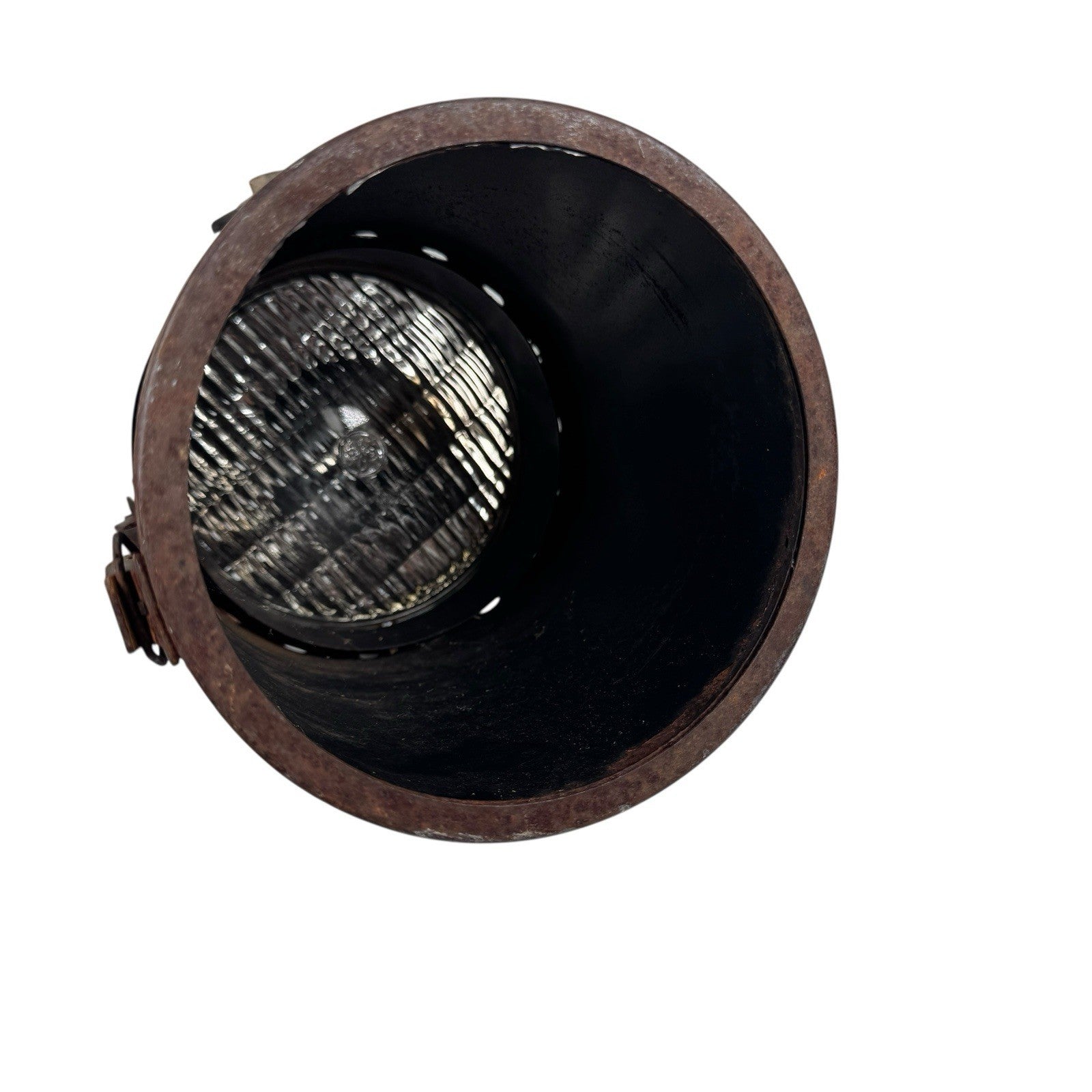 Vintage Stage Light Can Heavy Petina With GE Stage Light Bulb AS IS Antique