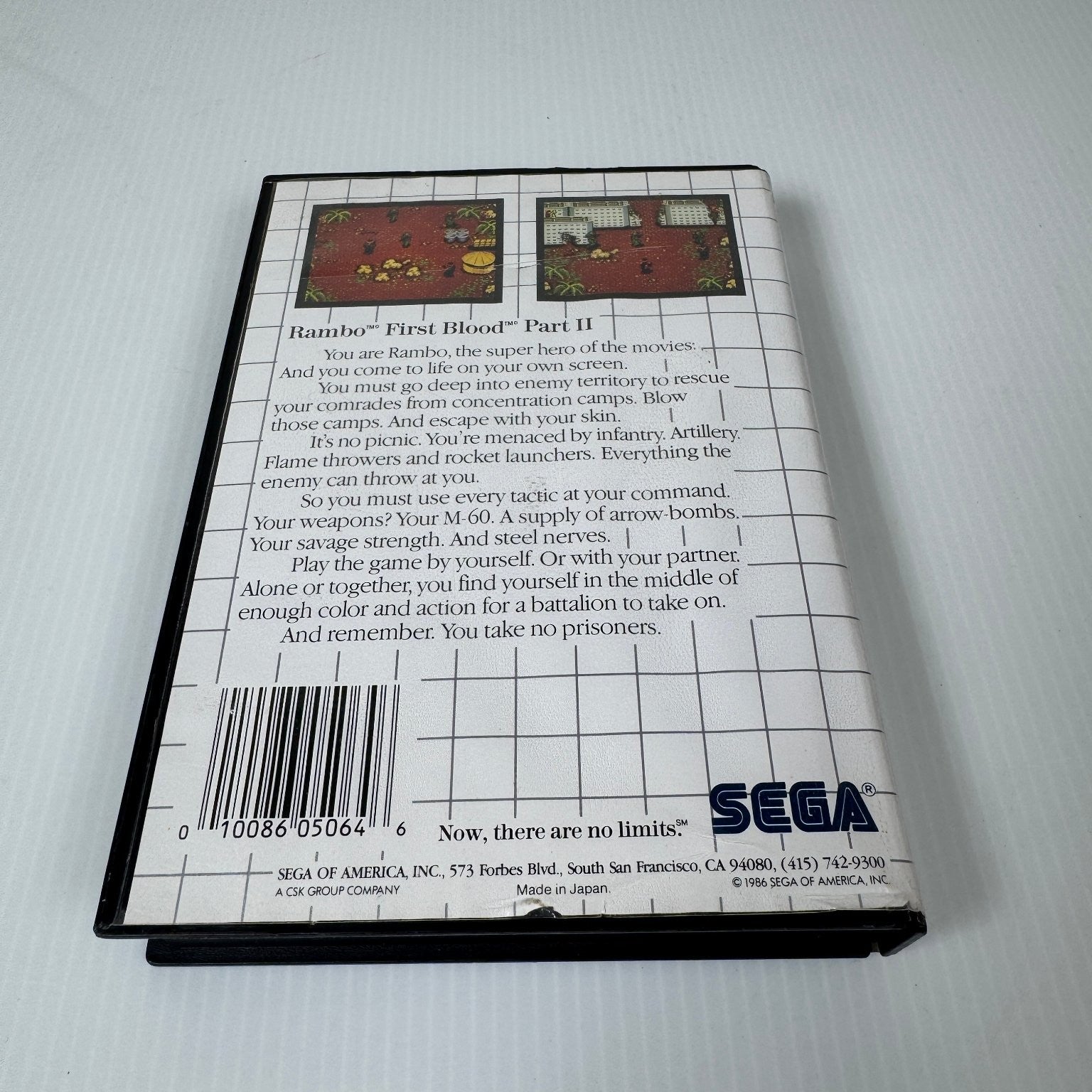 Rambo First Blood Part II Sega Master System Game Shooter Case & Cartridge