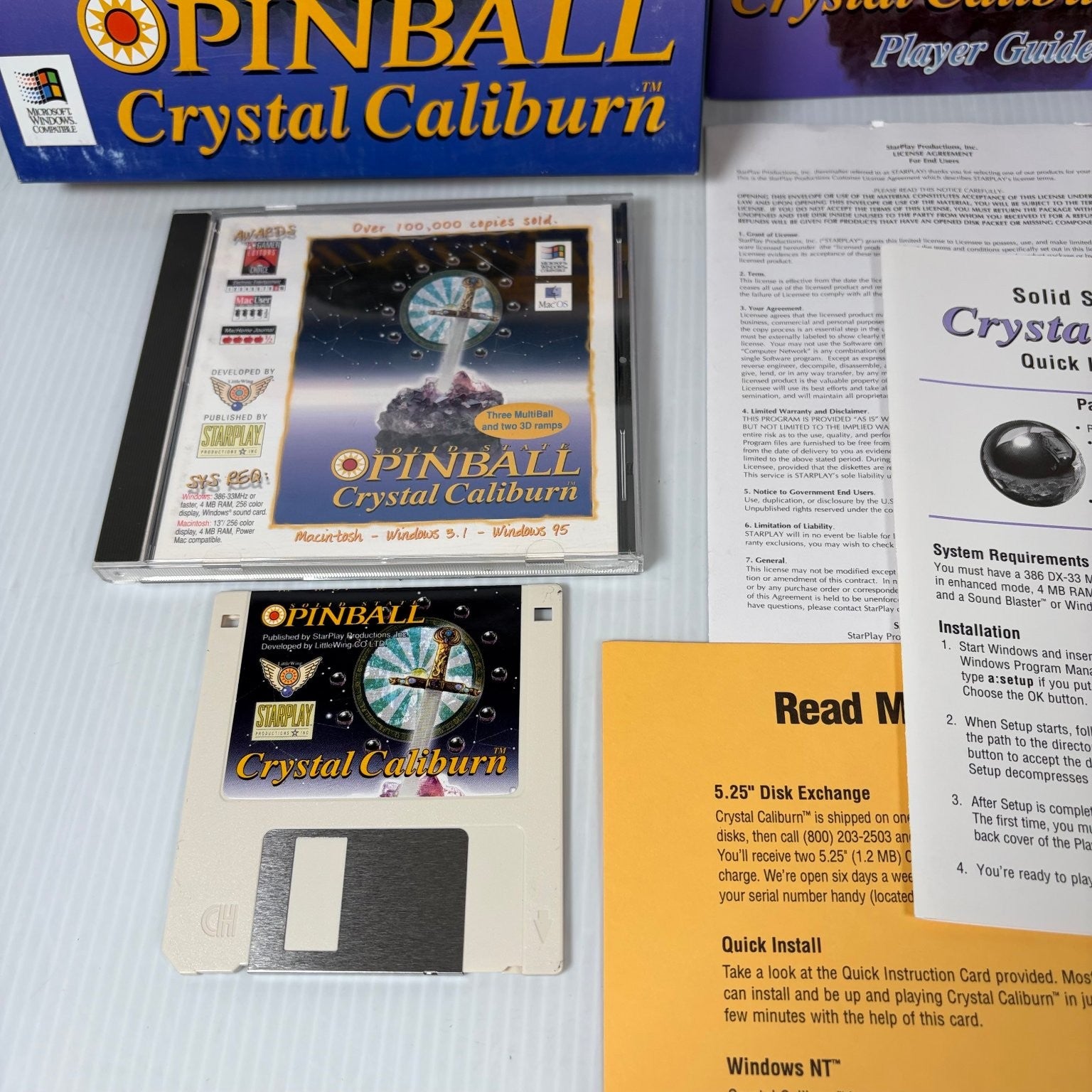 Solid State Pinball Crystal Caliburn Big Box PC CD-ROM Windows Macintosh Game