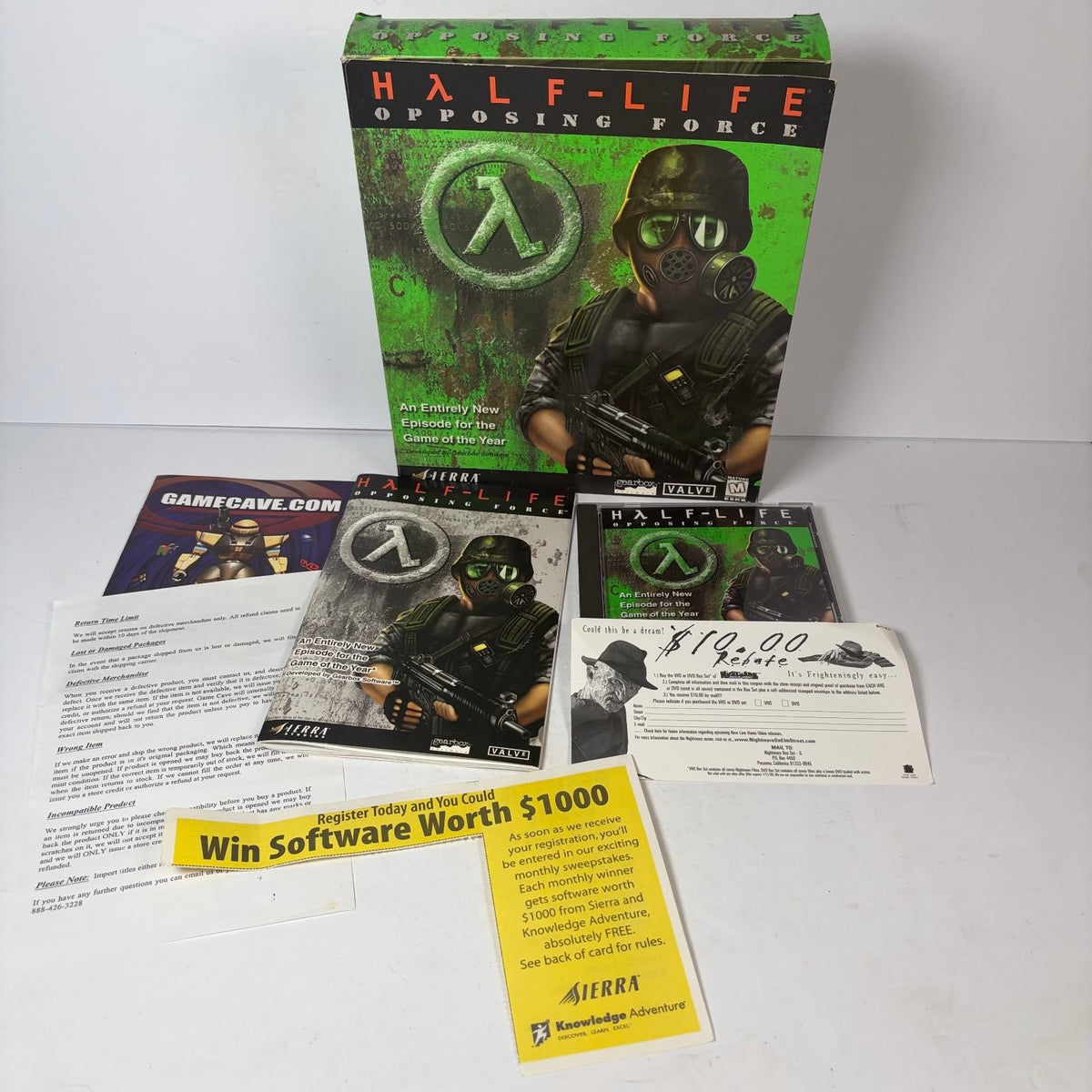 Half-Life Opposing Force PC CD-ROM Big Box Expansion Pack Sierra 1999 Complete