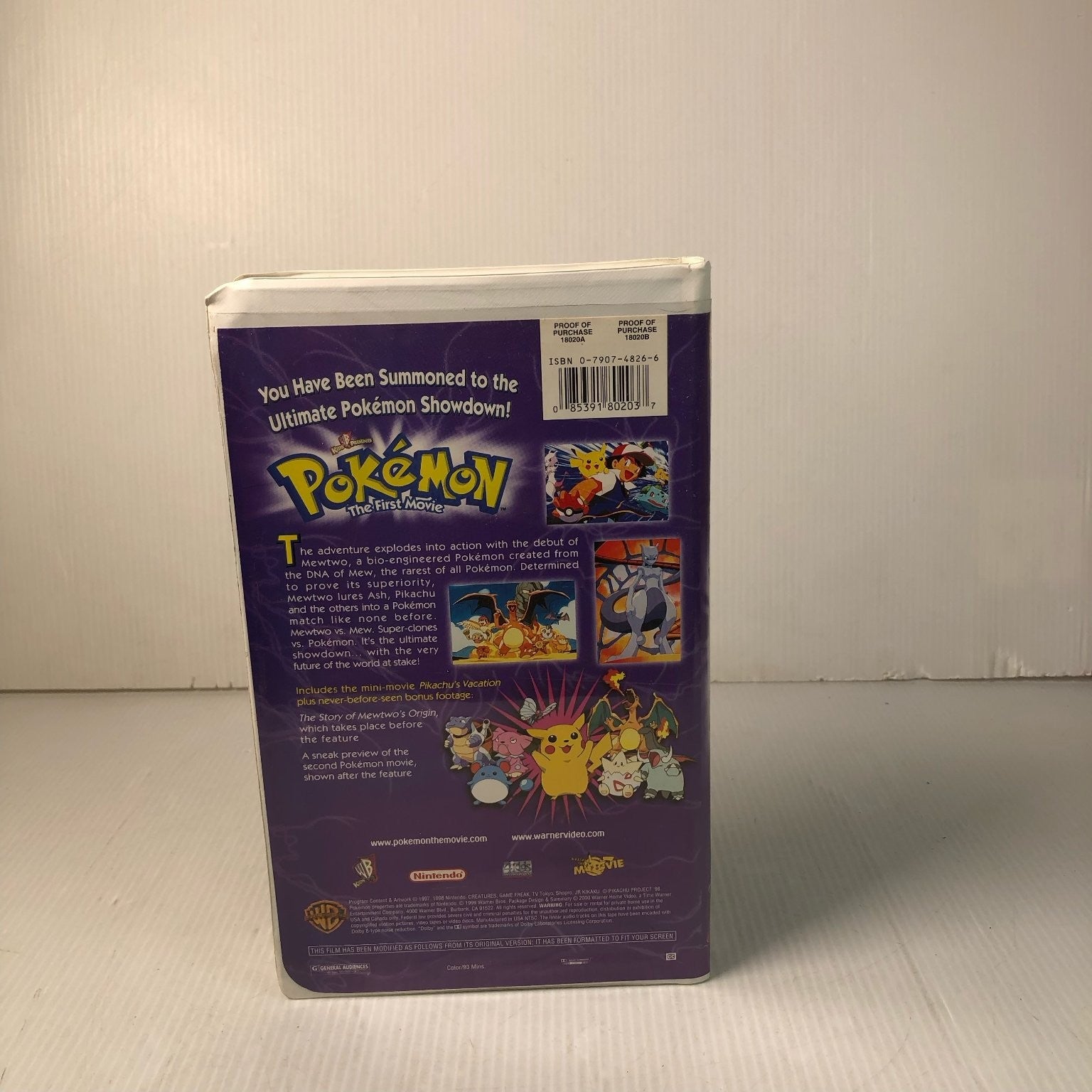 Pokemon The First Movie VHS 1999 Anime Adventure Warner Bros Kids in Clamshell