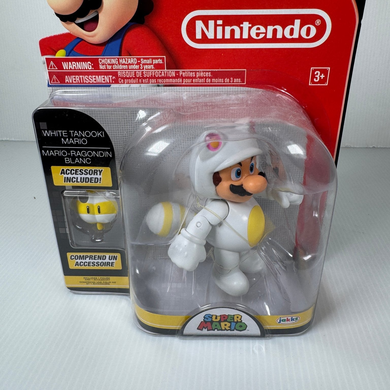 World of Nintendo White Tanooki Mario Super Mario 4" Figure w/ Leaf Series 2-1