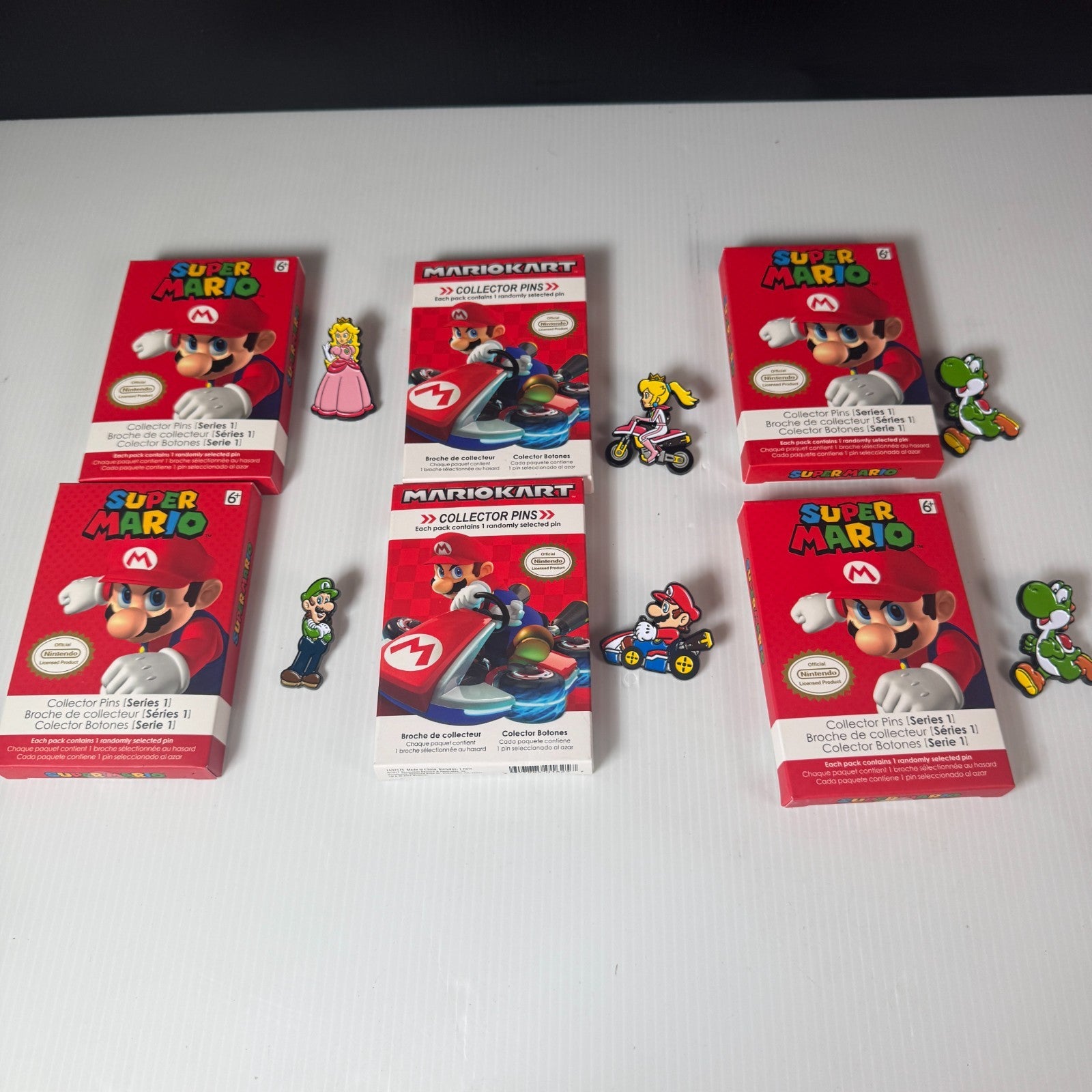 Mixed Lot of 6 Super Mario & Mariokart Collector Pins Official Nintendo