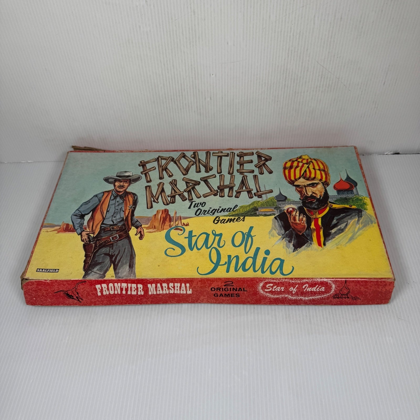 Frontier Marshal & Star Of India Vintage Double Sided Board Game Set in Worn Box