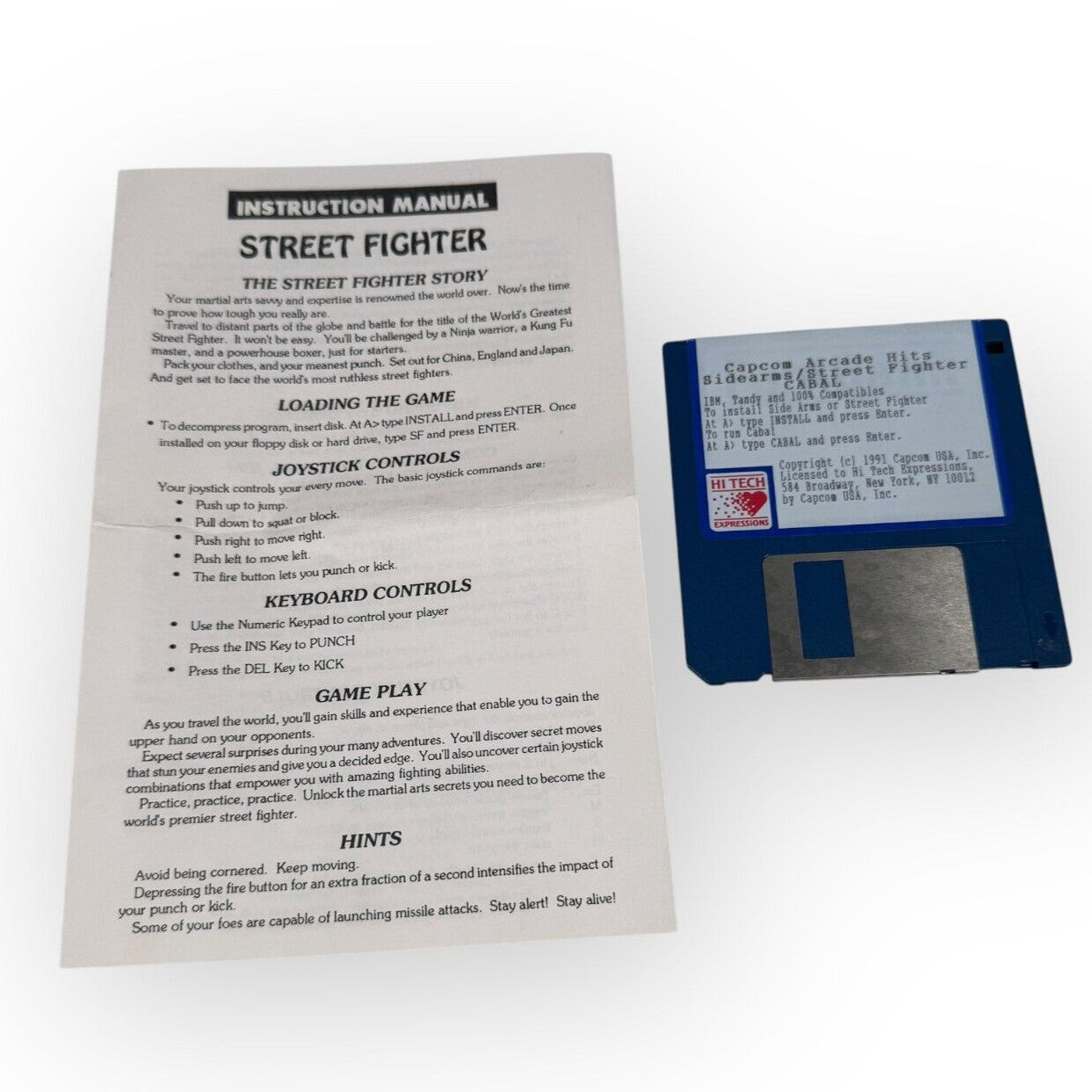 Capcom Arcade Hits Collection w/ Street Fighter Side Arms & Cabal 3.5" Floppy