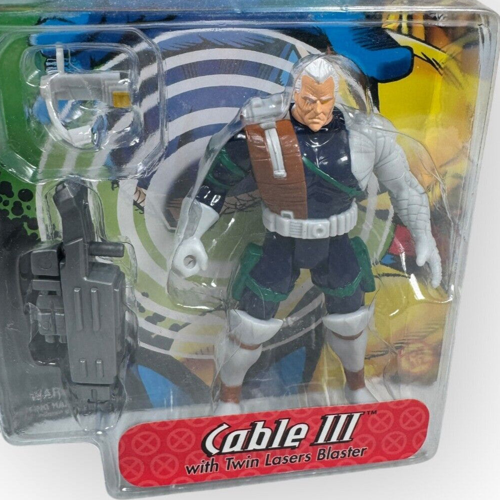 CABLE III w/ Twin Lasers Blaster Marvel 1998 X-Men TOY BIZ Action Figure MOC