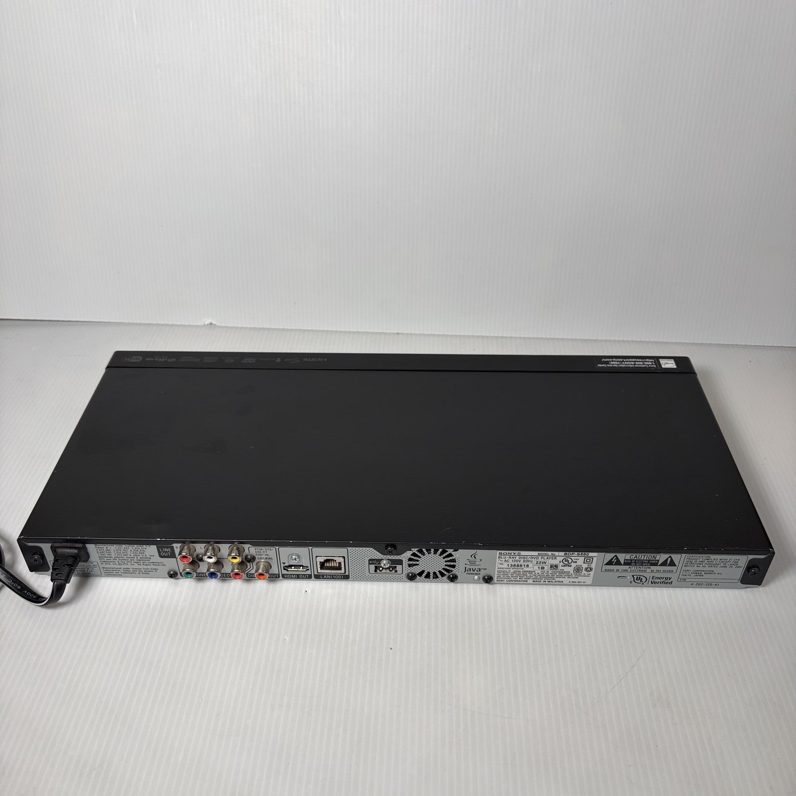 Sony BDP-S580 Blu-ray Disc DVD Player 3D Wi-Fi HDMI USB BD-Live Black