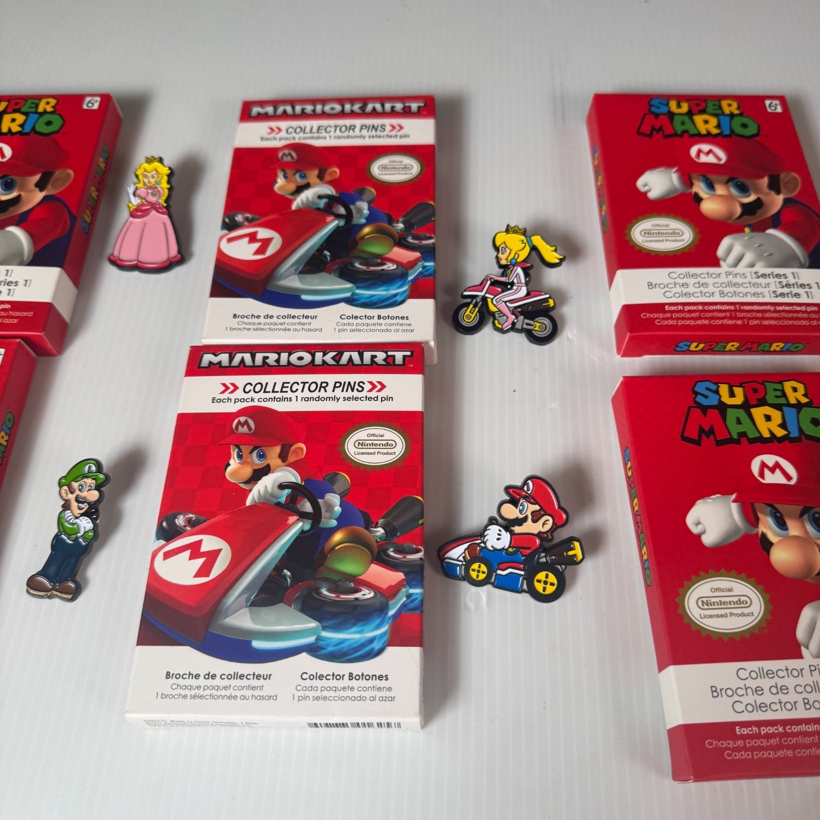 Mixed Lot of 6 Super Mario & Mariokart Collector Pins Official Nintendo