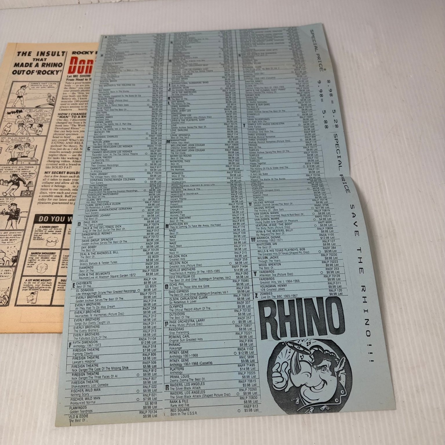 Rhino Records 1987 Summer Catalog Rhino Weird Fantasy Magazine Music